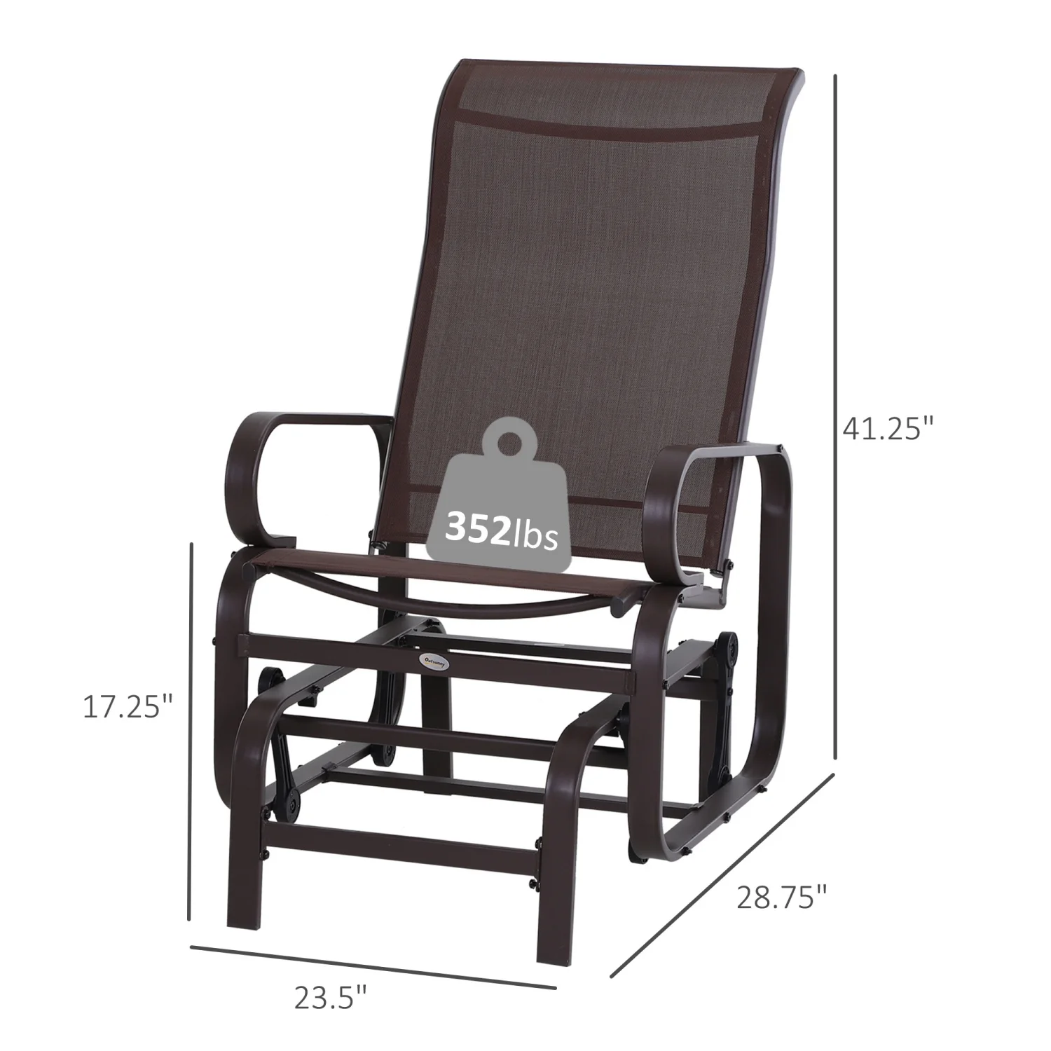 CHYUTR Outdoor Glider Chair  Gliders for Outside Patio with Smooth Rocking Mechanism and Lightweight Construction for Backyard  Brown