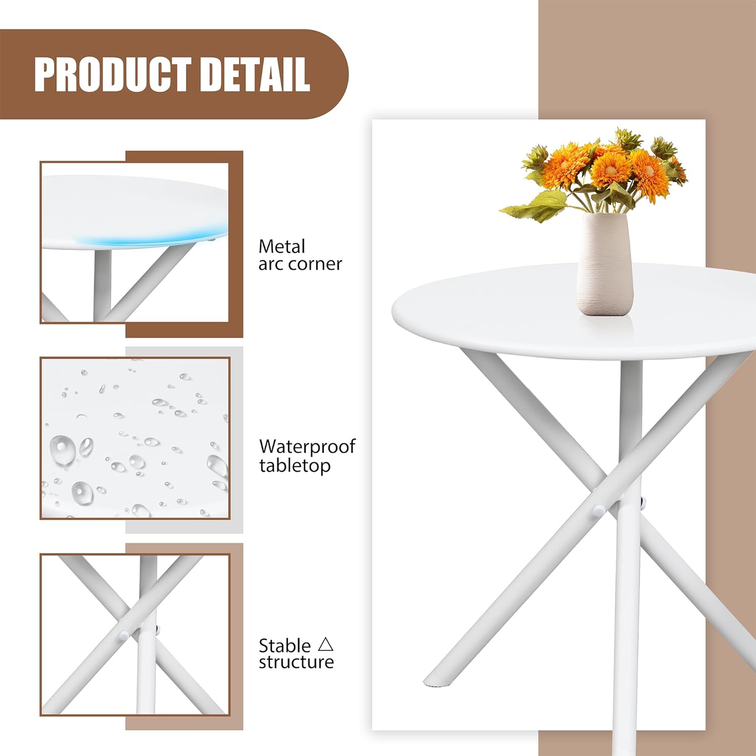 Shintenchi 3 Pieces Rocking Bistro Set Wicker Patio Outdoor Furniture, 2 Rattan Porch Chairs Conversation Sets with Glass Coffee Table (Beige)