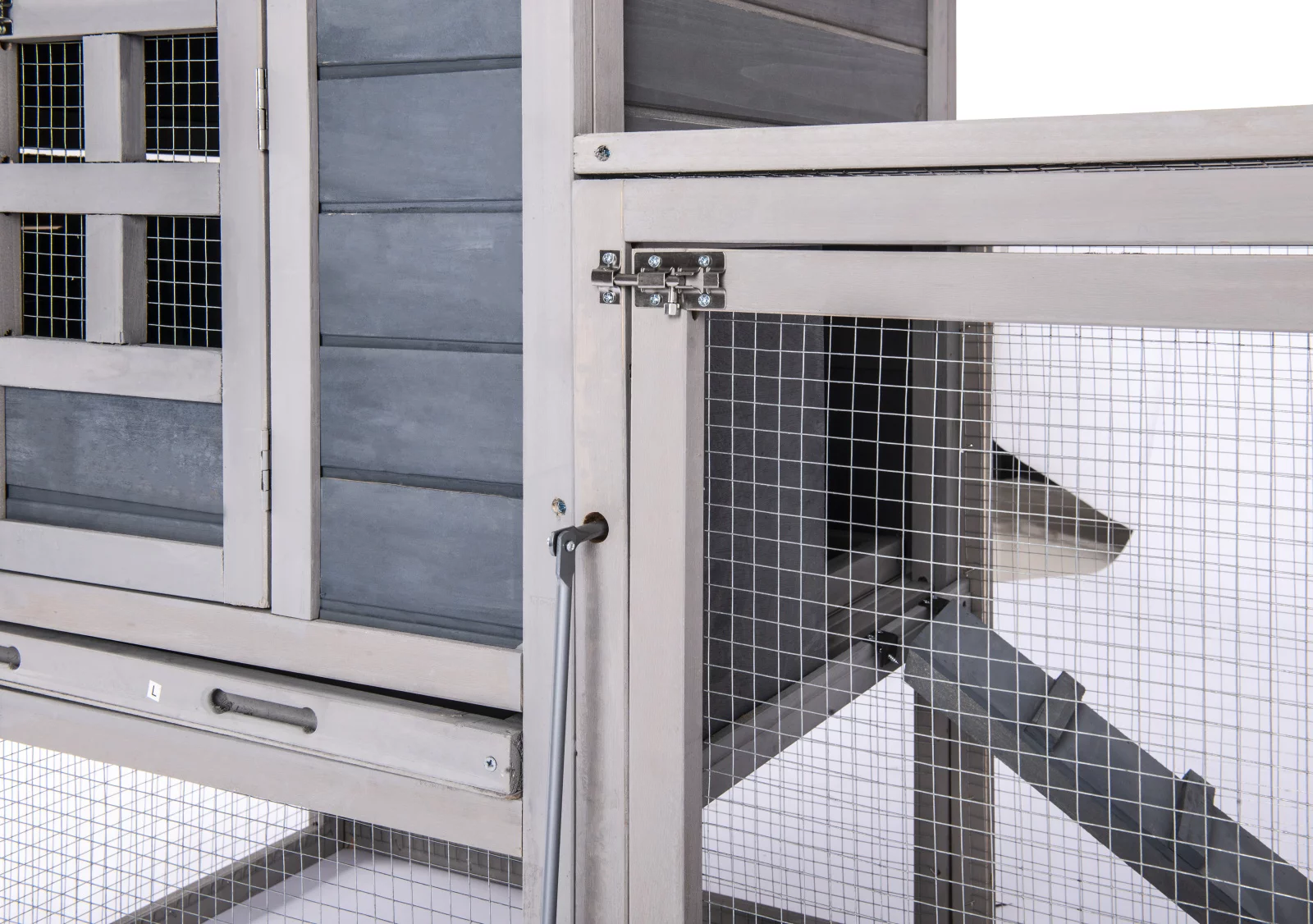 Chicken Coop for 2-4 Chcikens 80'' Wooden Rabbit Hutch Outdoor Poultry House with Chicken Run Cage, Egg Box & Waterproof Roof for Garden Backyard Gray