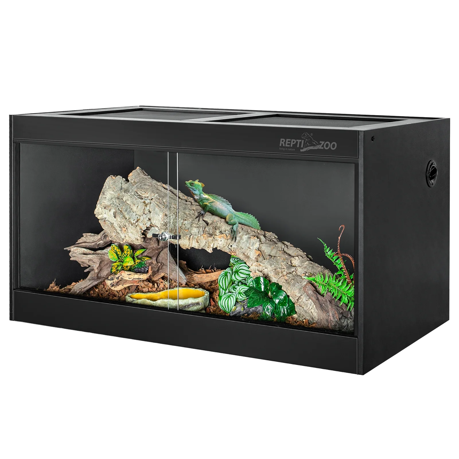 REPTIZOO 120 Gallon PVC Reptile Enclosure, 48x24x24 Large Reptile Terrariums Tanks with Glass Sliding Door