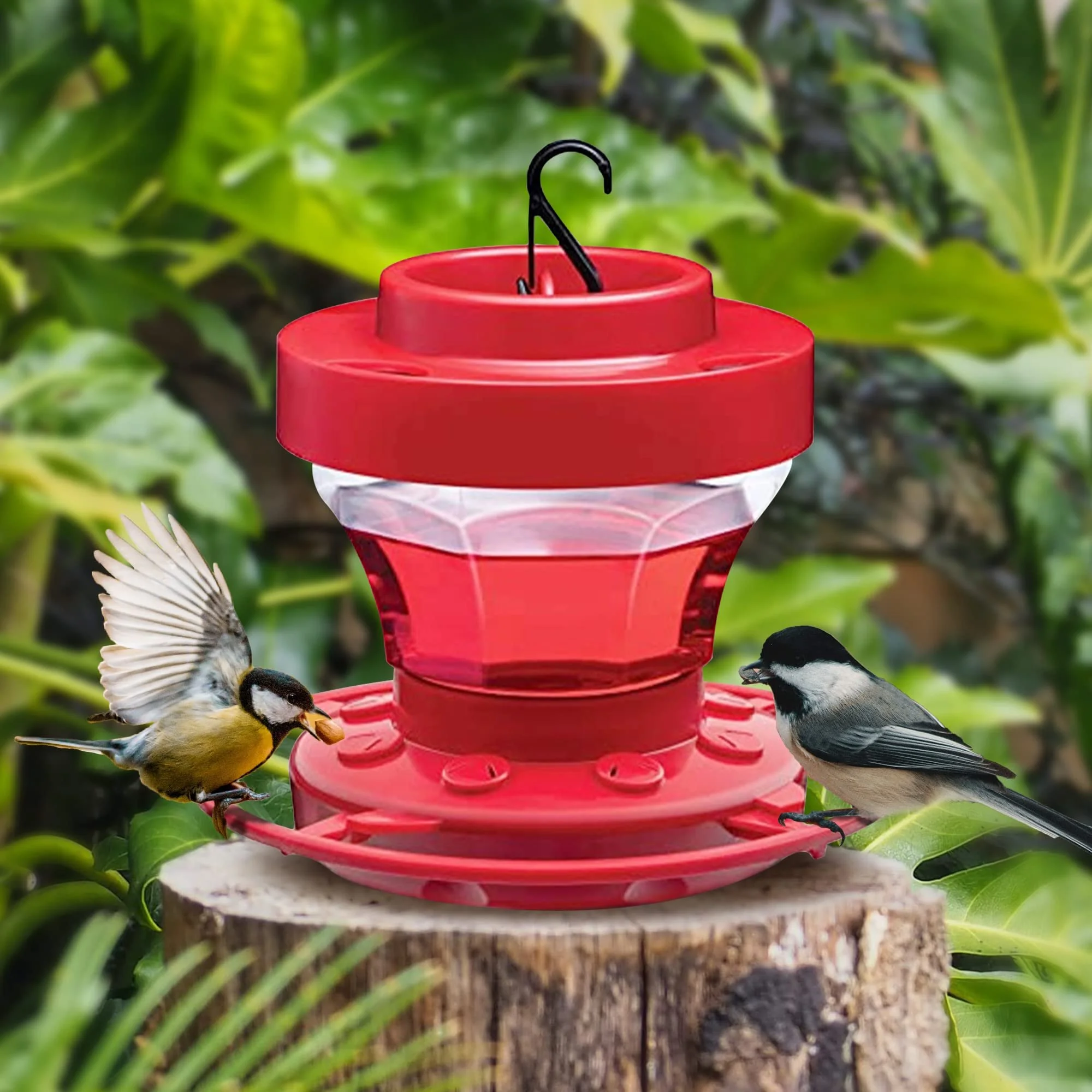 Hummingbird Feeder with Hook and 8 Feeding Stations, Bird Water Feeder for Outside Hanging for Garden Yard 2