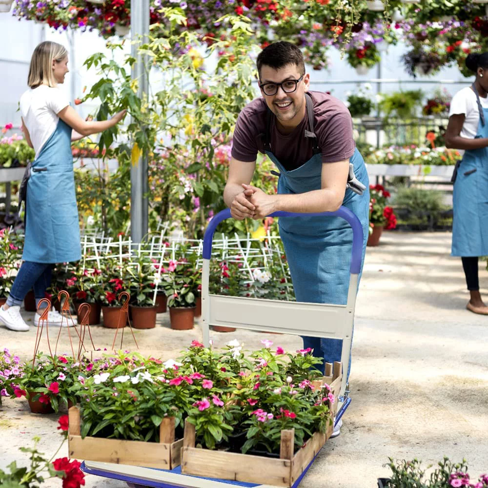 Extra Large Foldable Push Cart Dolly | 660 lbs. Capacity Moving Platform Hand Truck | Heavy Duty Space Saving Collapsible | Swivel Push Handle S Bed Wagon