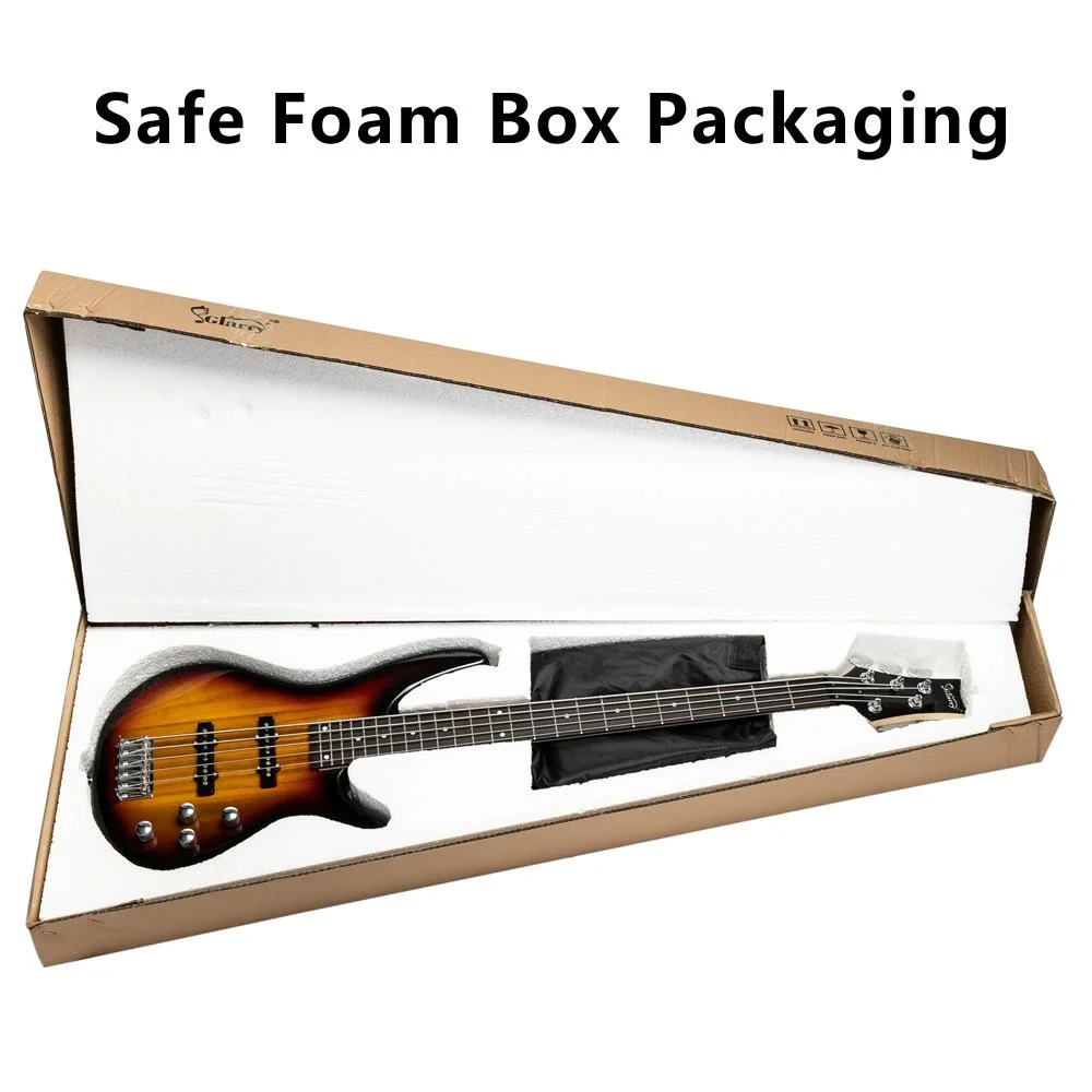 Glarry GIB Electric 5 String Bass Guitar Full Size with Guitar Bag Strap Pick Connector Wrench Tool