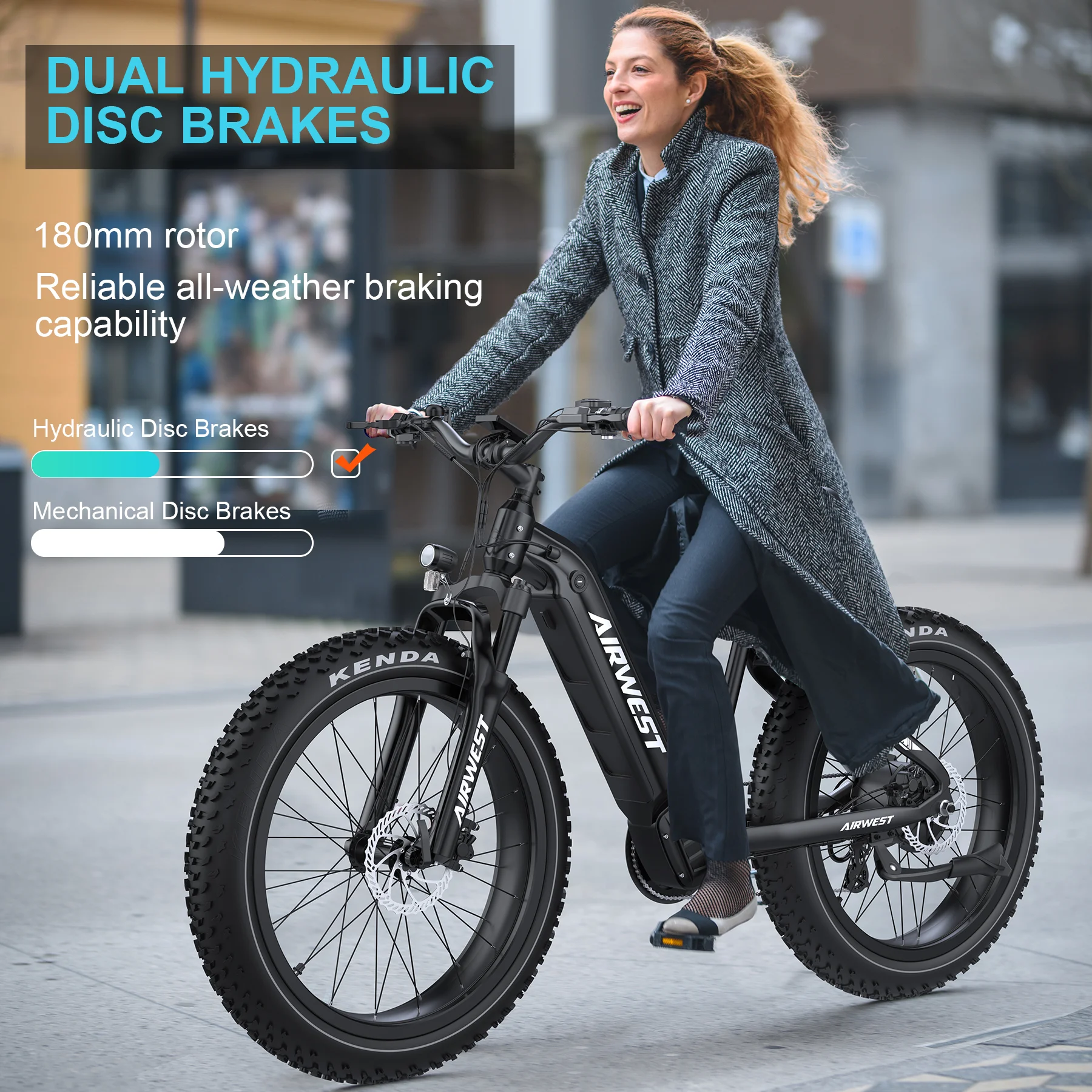 AIRWEST Electric Bike, Peak 1000W BAFANG Motor 28MPH Ebikes for Adult, 26