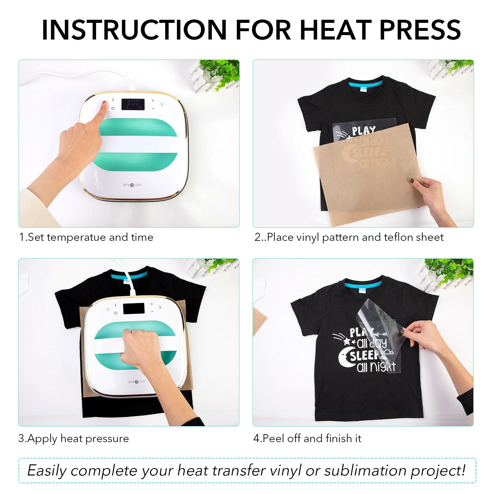 HTVRONT 15X15in Auto Heat Press Machine+10X10in Heat Press Machine+Vinyl Cutting Machine