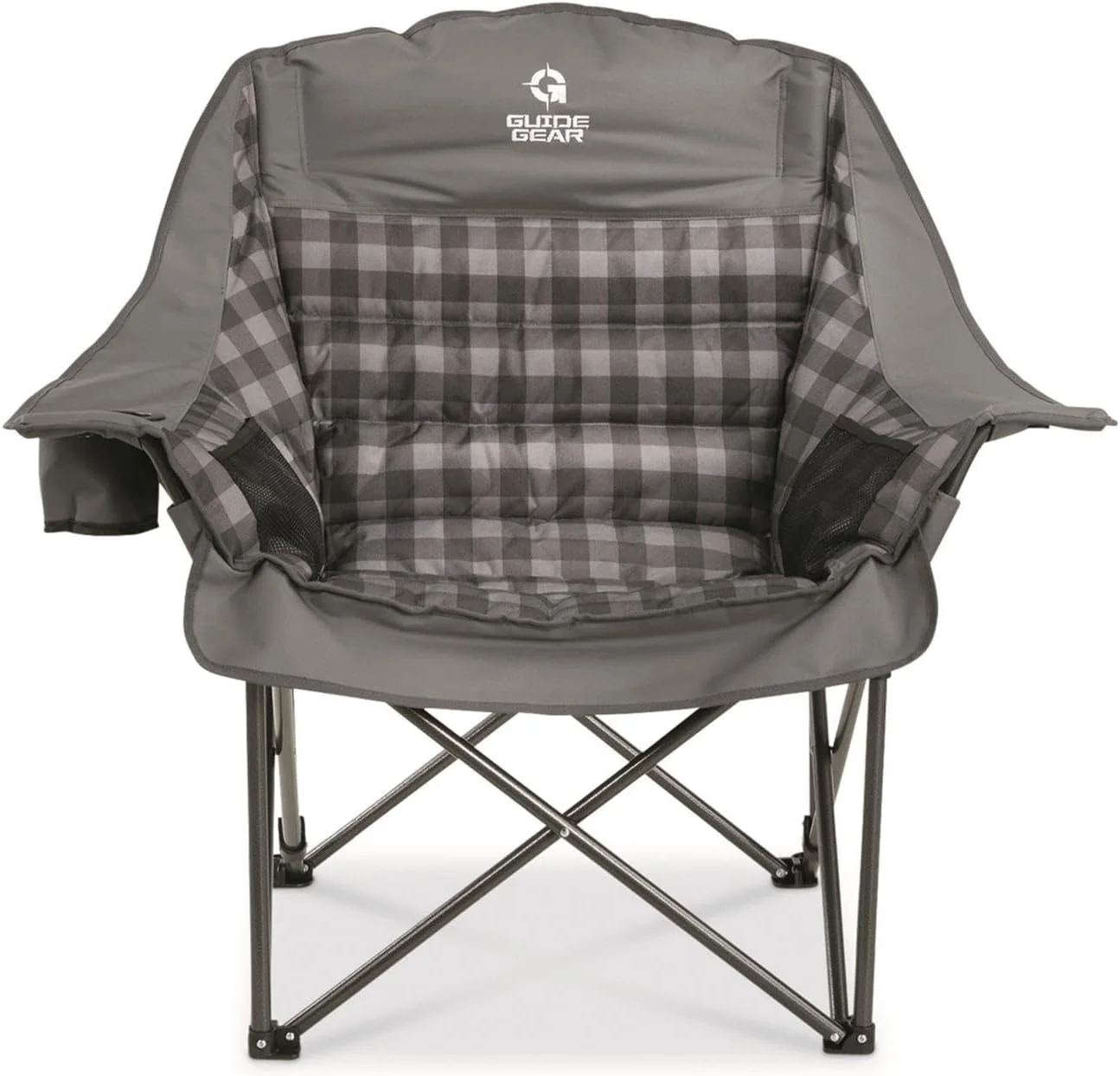 Oversized Extra Large Padded Camping Chair, Portable, Folding, Large Camp Lounge Chairs for Outdoor, Adults, Men and Women, Heavy-Duty 400 Pound Capacity, with Cup Holder