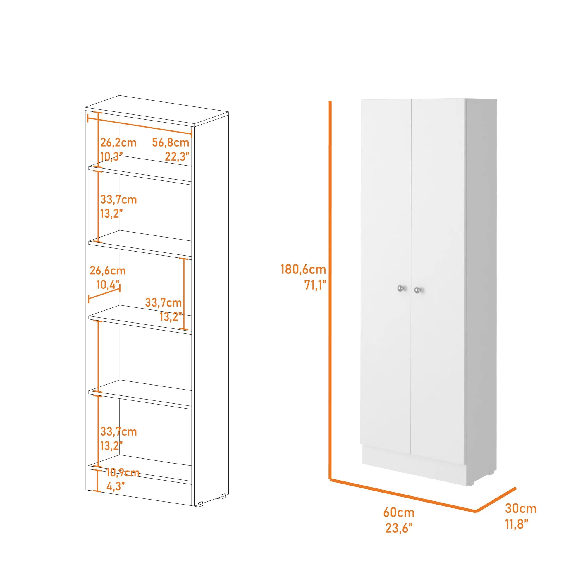 Buxton Rectangle 2-Door Storage Tall Cabinet White