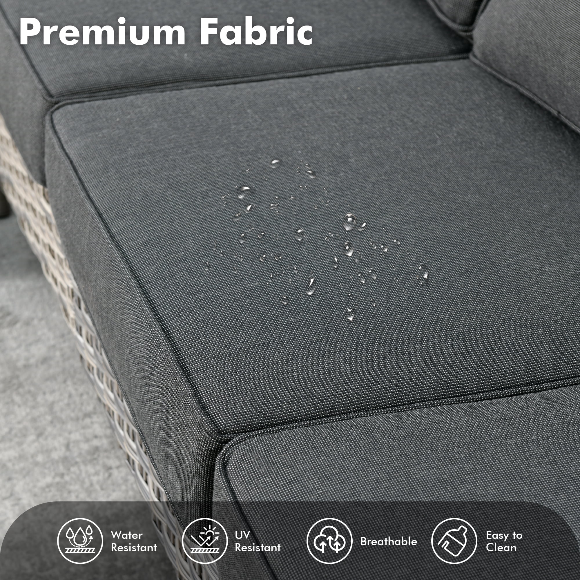 Ovios High-Back Outdoor Furniture 6 Pieces Gray Wicker Patio Conversation Set with Rocking Swivel Chairs for Backyard