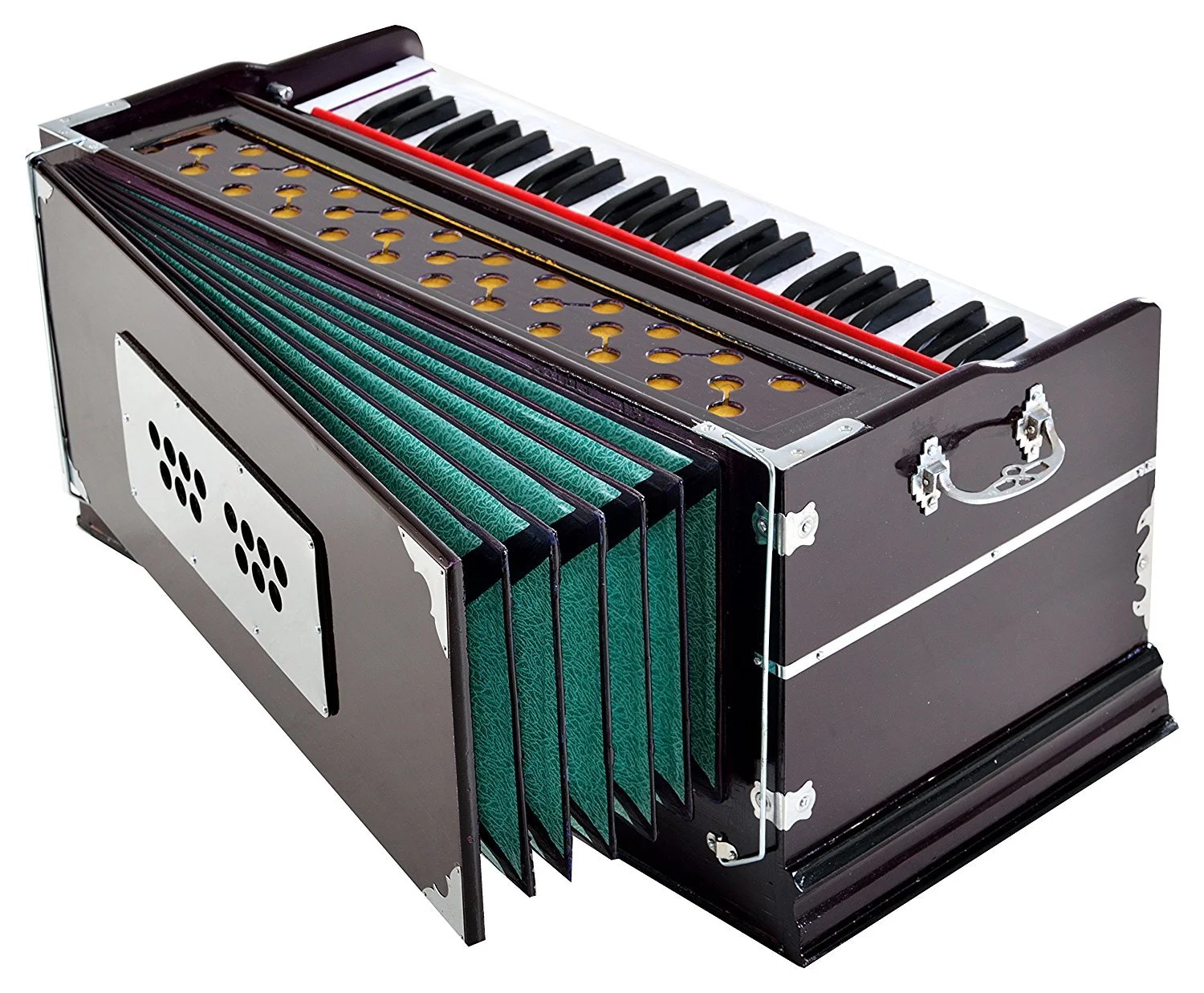 9 Stopper 42 Key 2 Reed 440 Tuned Total Wood Musical Instrument Harmonium (Brown)