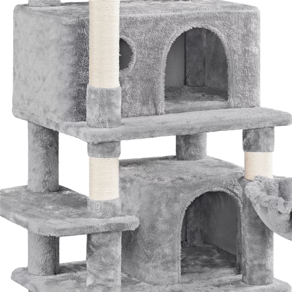 Yaheetech 67'' H Multi-Level Cat Tree Cat Tower with Condos, Light Gray