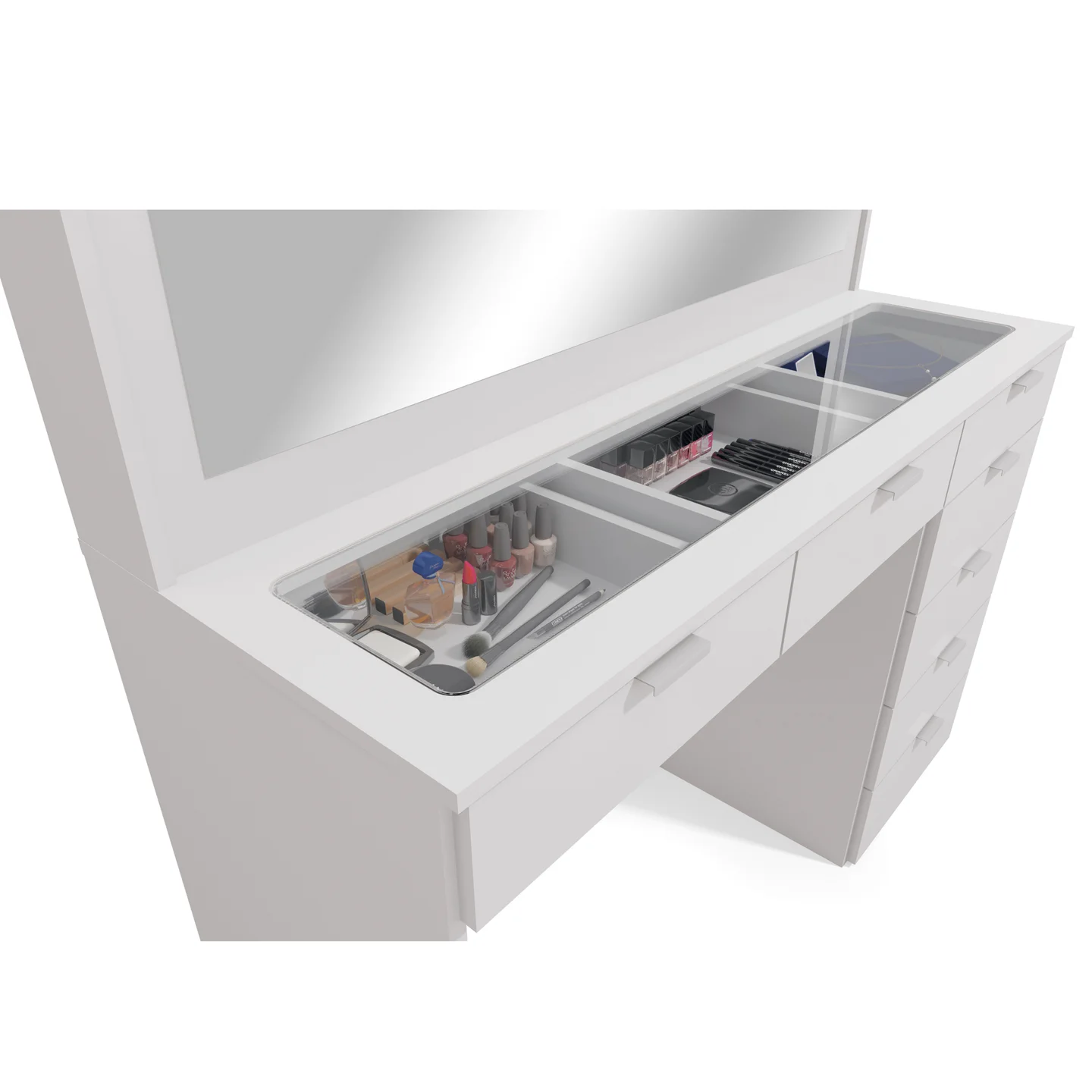 Boahaus Modern Vanity Makeup Desk Set, White Finish, for Bedroom