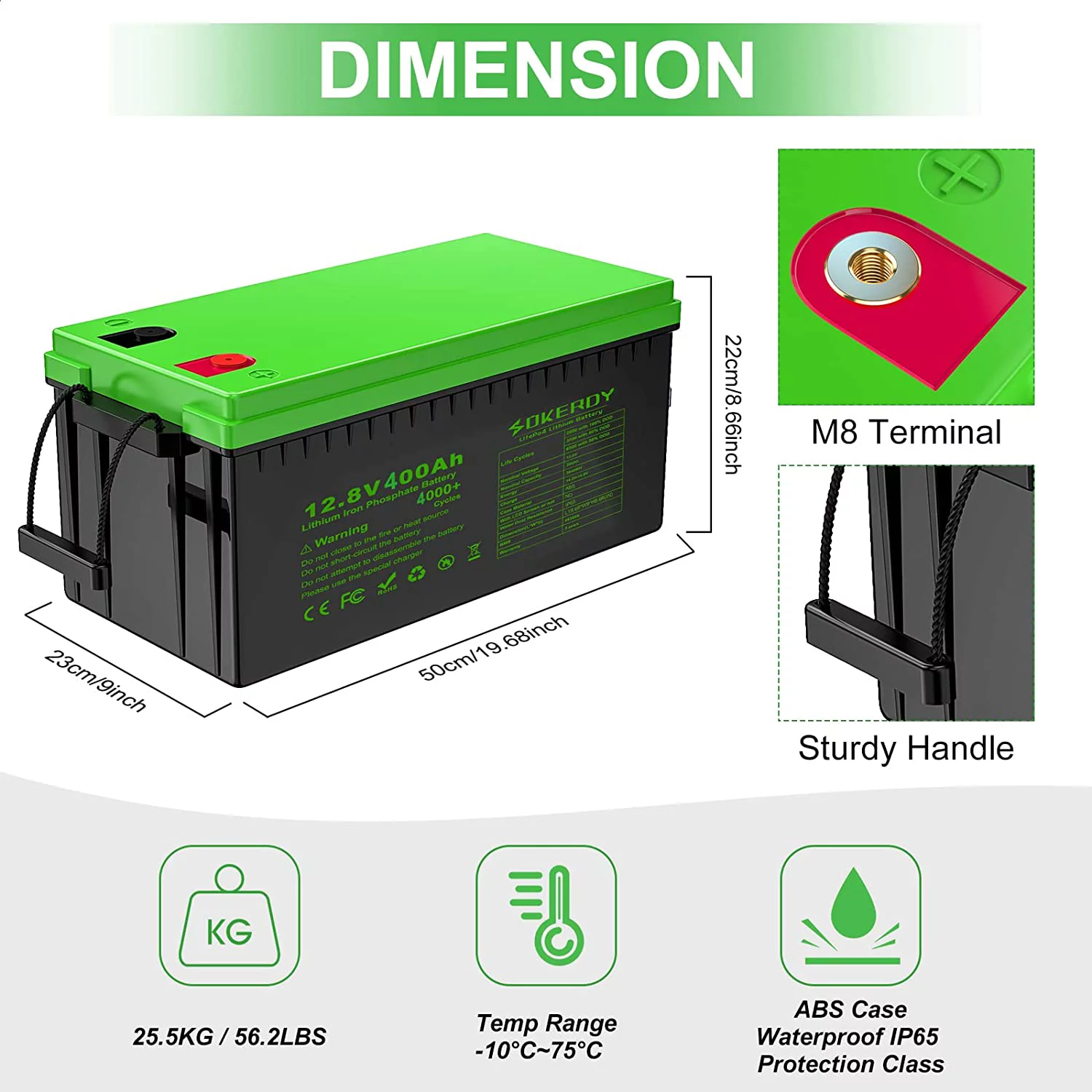 12.8V 400Ah LiFePO4 Deep Cycle Battery, MAX Energy 5120WH,400A BMS, 4000+ Cycles, 12.8V 400Ah Lithium Battery for Solar Off-Grid System RV Trolling Motor Marine Camper Golf Cart Backup Power
