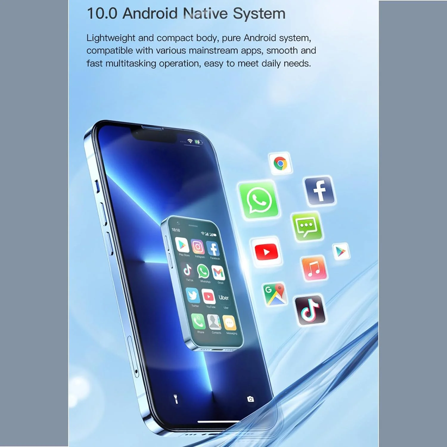 Mini Phone 4G World Smallest Phone 3inches Unlocked Mini Smartphone Android 10.0 Mini Cell Phone Dual Sim Broisae XS16 2GB Ram 16GB ROM Mobile Phone for Kids (Purple)