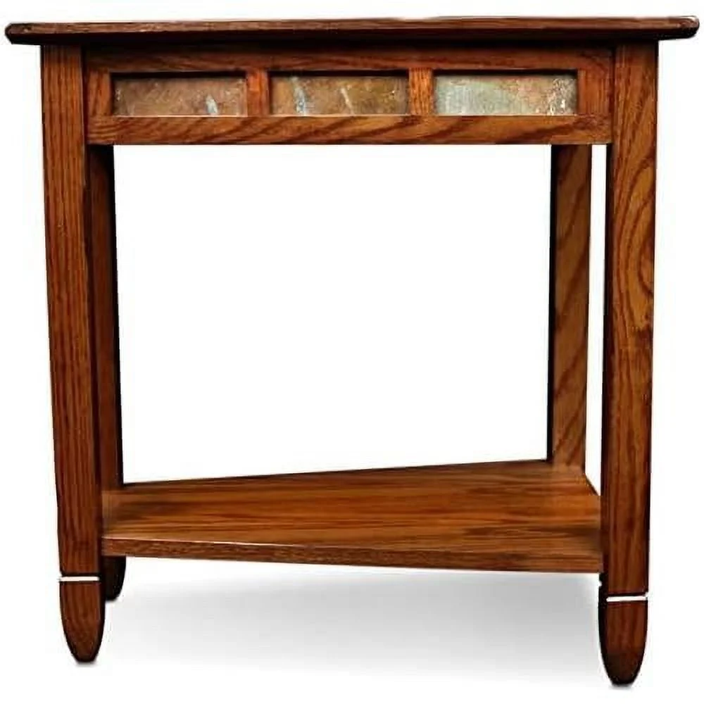 Recliner Wedge End Table In Rustic Oak