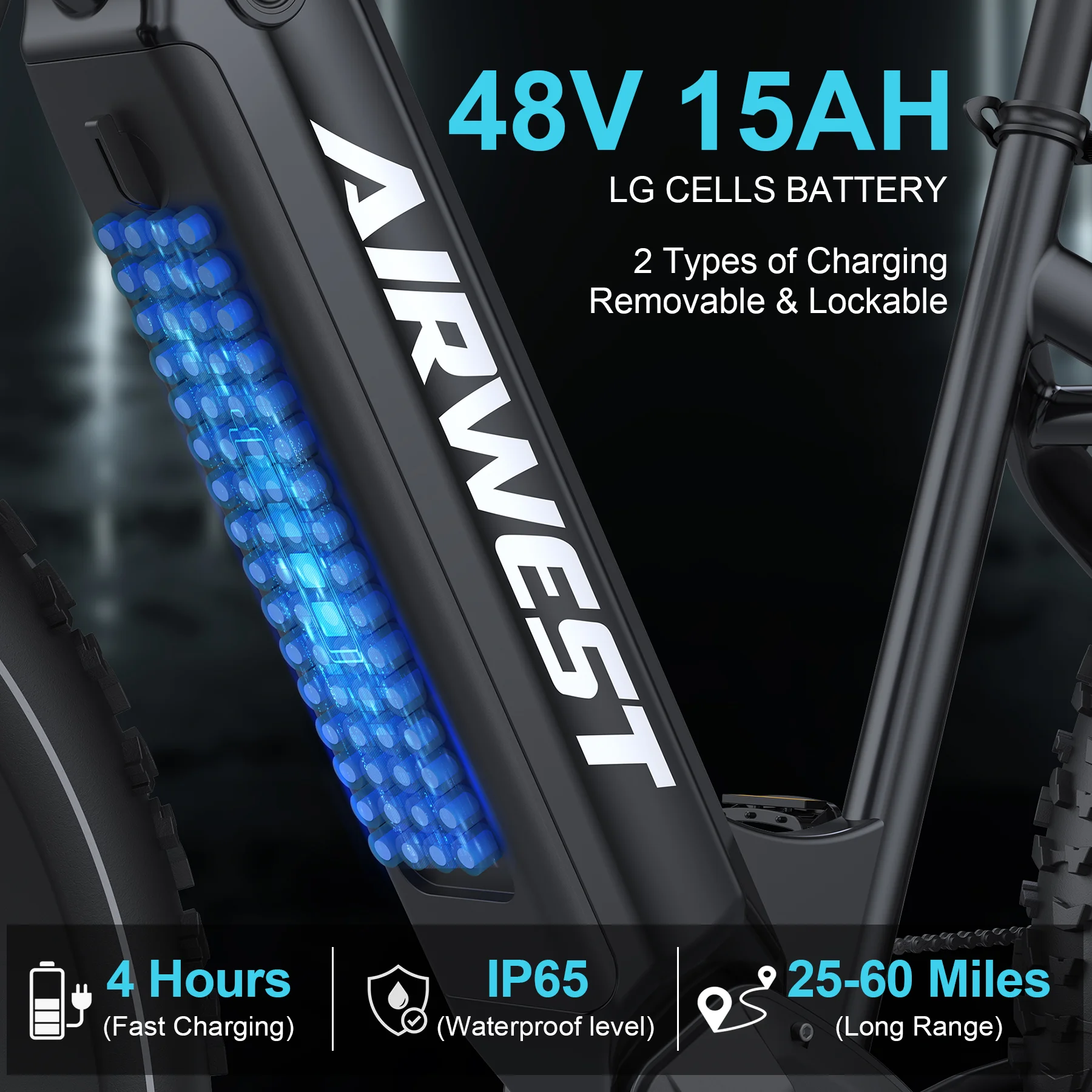 AIRWEST Electric Bike, Peak 1000W BAFANG Motor 28MPH Ebikes for Adult, 26