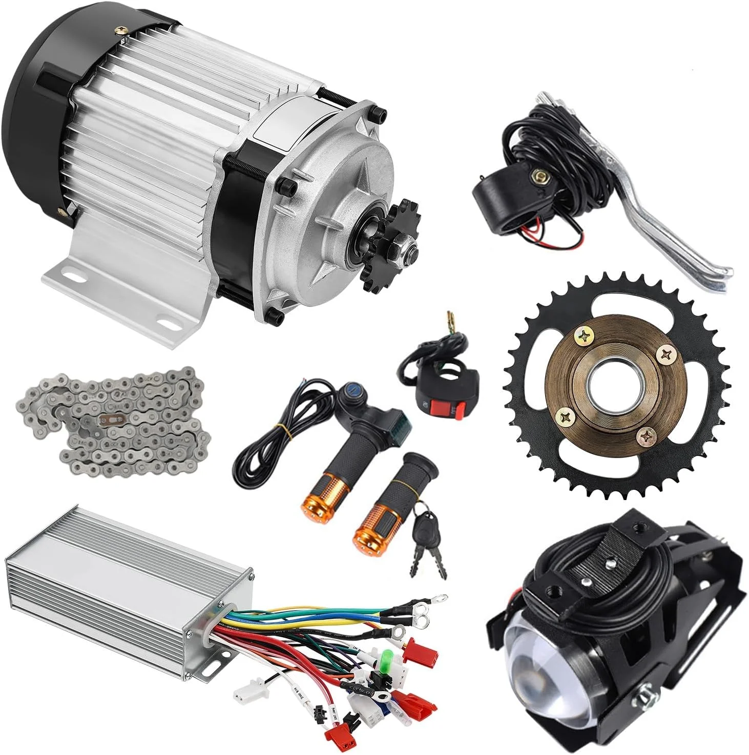 Electric Brushless Motor Kit, 48V Electric Bicycle Trike Conversion Kit with 30A Speed Controller and Throttle Grip Kit for Go Karts E-Bike Electric Throttle Motorcycle Scooter