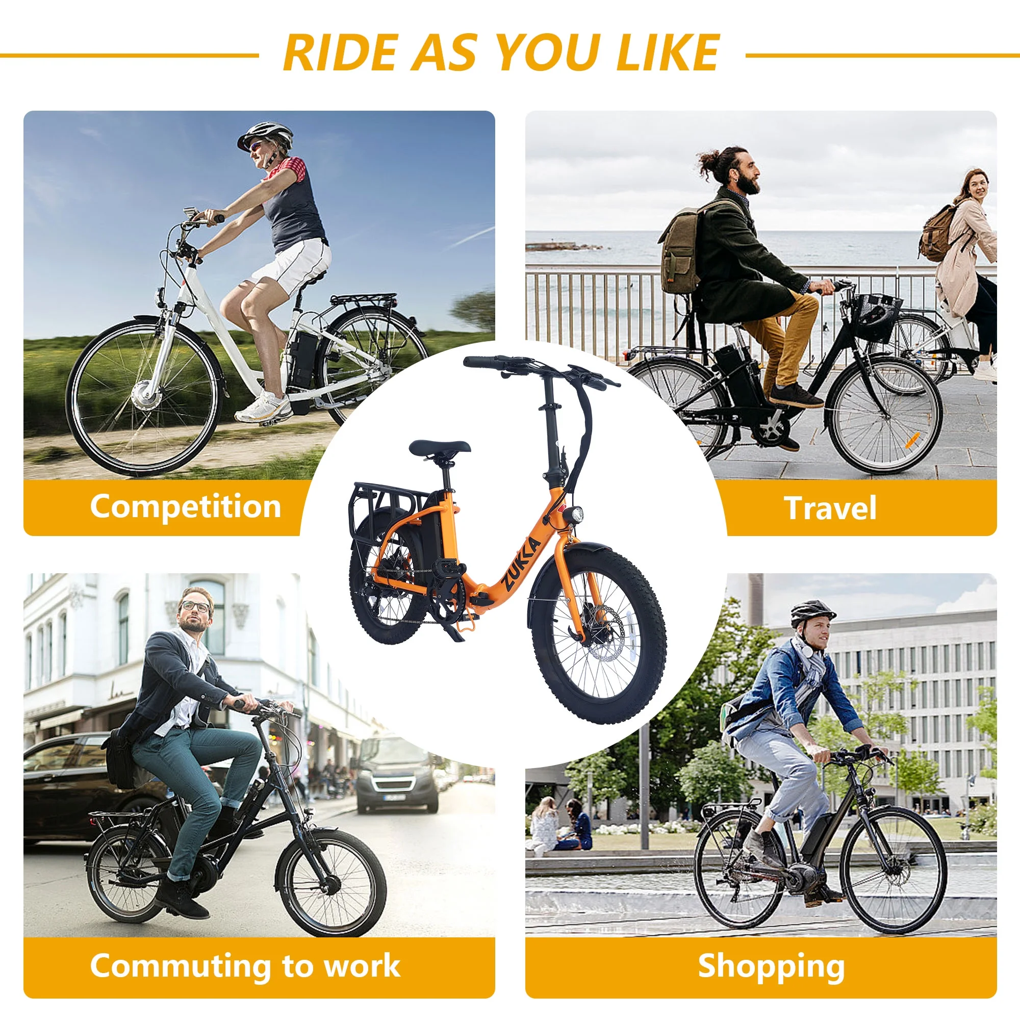 Electric Bike for Adults 500W Motor 25MPH Max Speed 48V 10AH Removable Battery 20