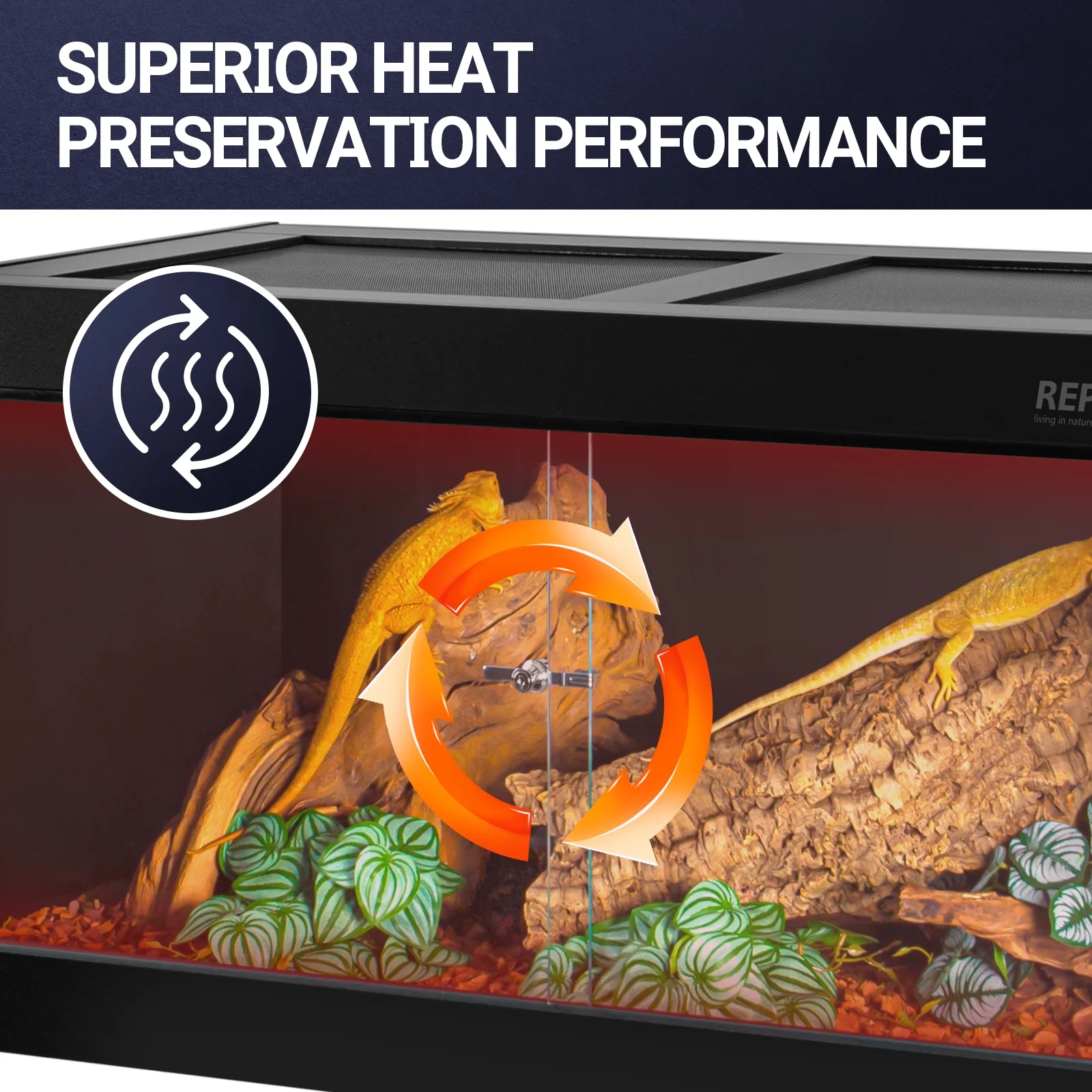 REPTIZOO 120 Gallon PVC Reptile Enclosure, 48x24x24 Large Reptile Terrariums Tanks with Glass Sliding Door