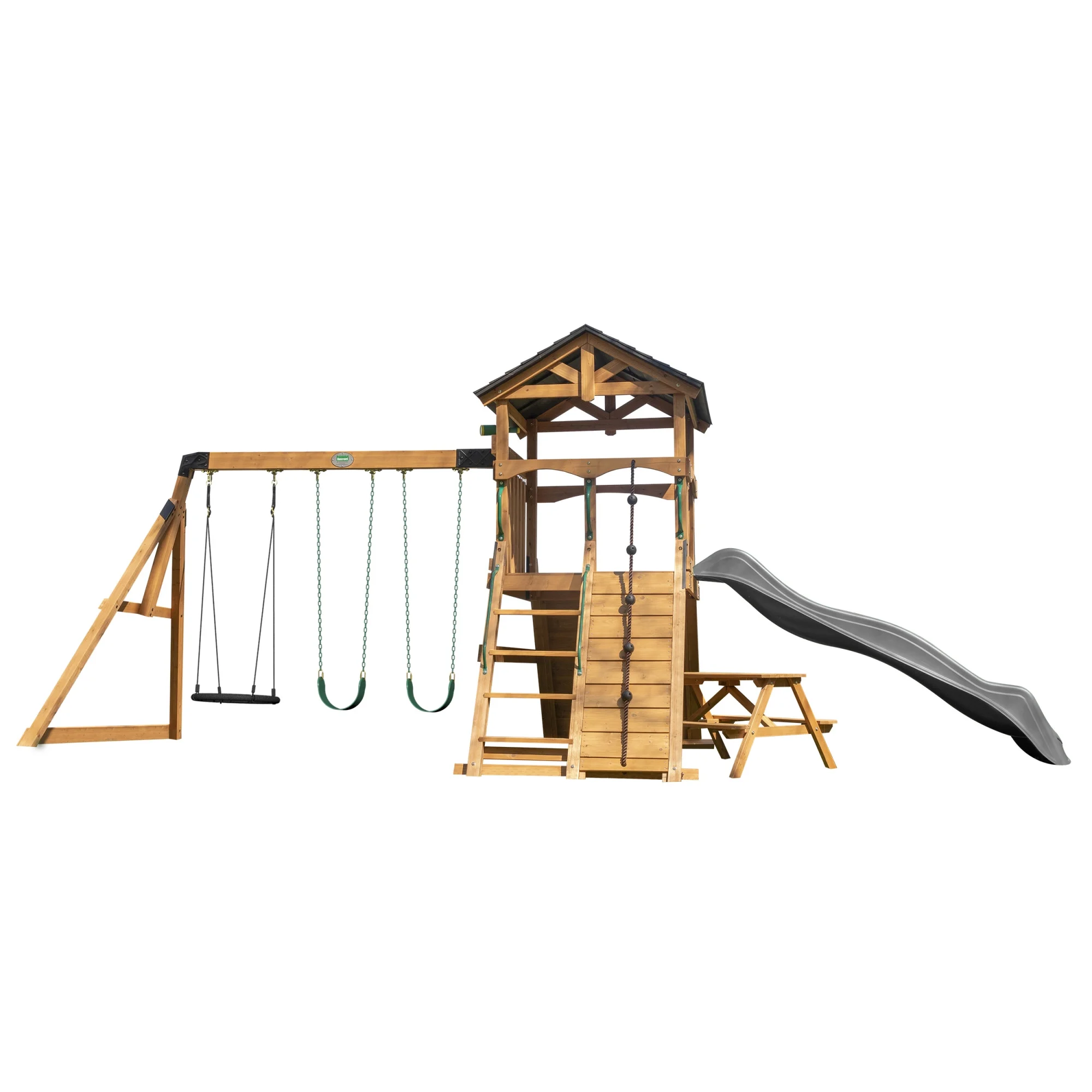 Backyard Discovery Endeavor II Swing Set With Gray Wave Slide