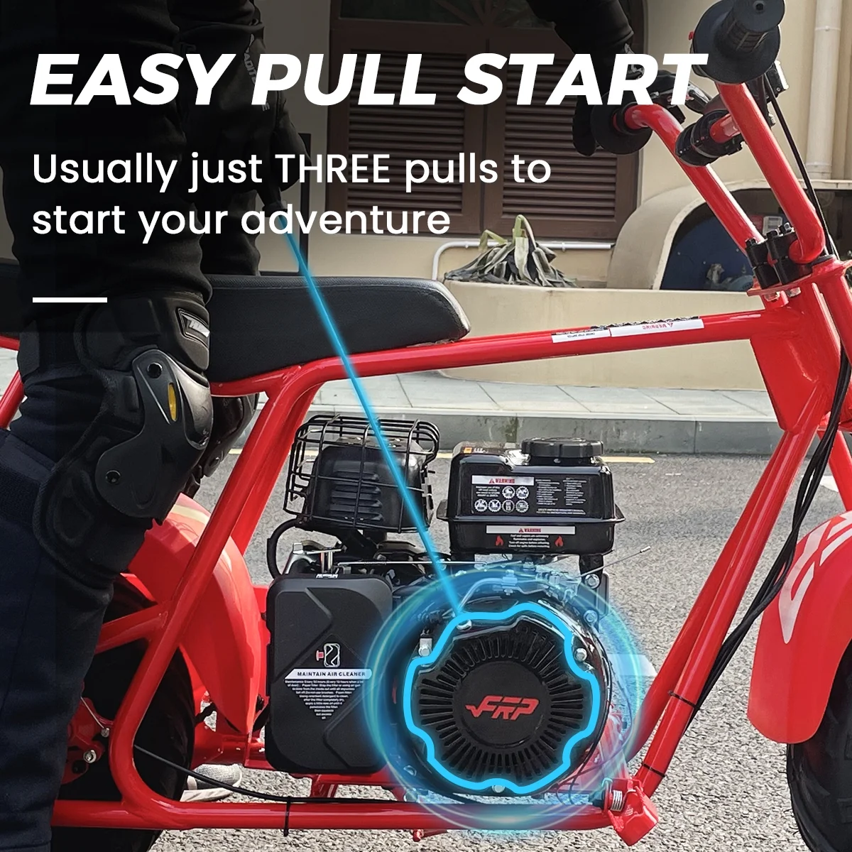 FRP GMB100 Mini Bike, 99CC 4-Stroke Mini Bikes for Adults, Gas Powered Mini Dirt Bike, Off-Road Motorcycle W/LED Headlight and Neck Gaiter, Up to 28 Mph, Weight Support Up to 220 LBS