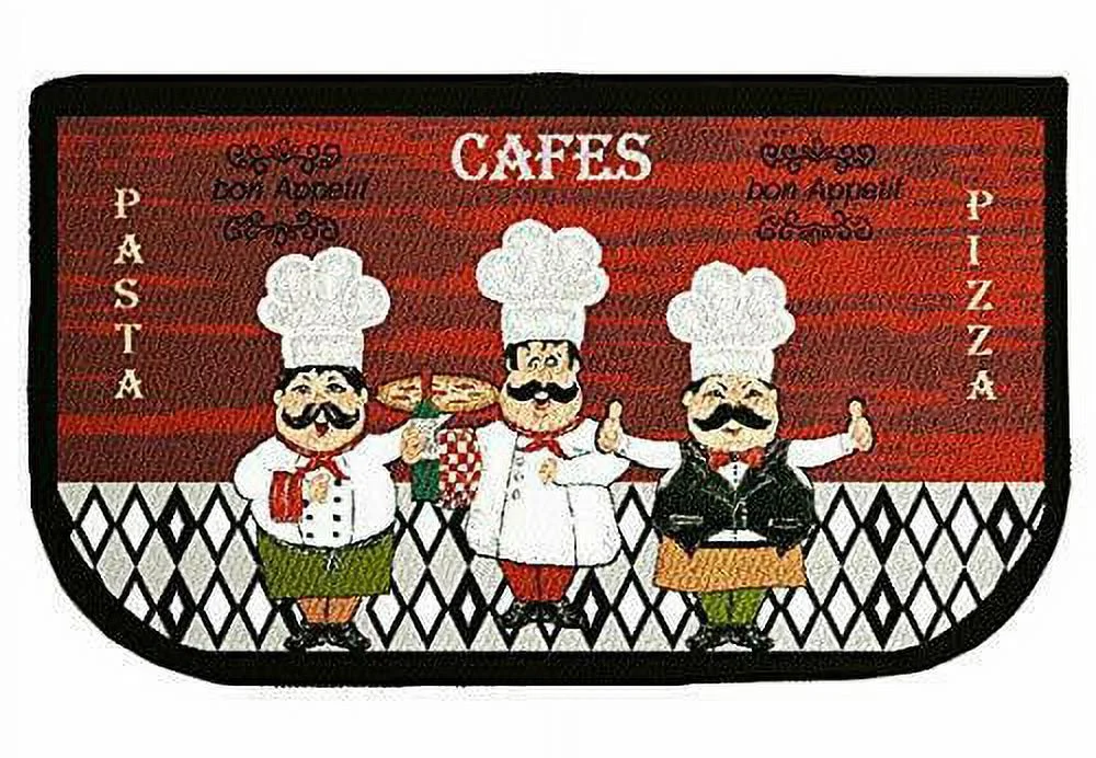 Kashi Home Kitchen Rug, Area Rug, Mat, Beautiful Print Non-Skid Latex Back Chef Trio 20x40 Rectangle