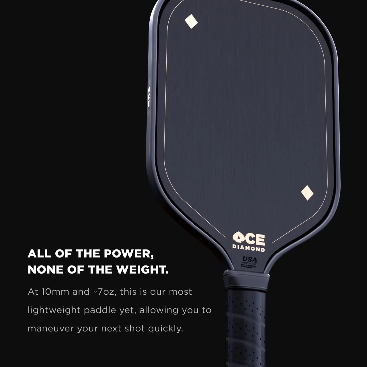 ACE Pickleball Diamond - Premium Pickleball Paddle, Made of Carbon Fiber - USAPA Approved Best Pickle Ball Racket for Tournament Play - Non-Slip Grip Texture, Spin & Control with Aramid Honeycomb Core