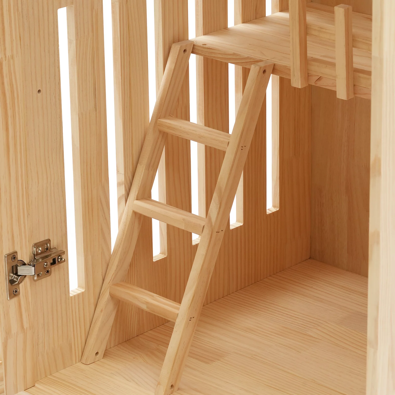 Miumaeov Large Wooden Cat House for Outdoor and Indoor Cats,Luxury Multi-Feature Cat Condo with Cat Scratching Posts Oversized Cat Villa on Wheels (23.62*23.62*47.24 inch)