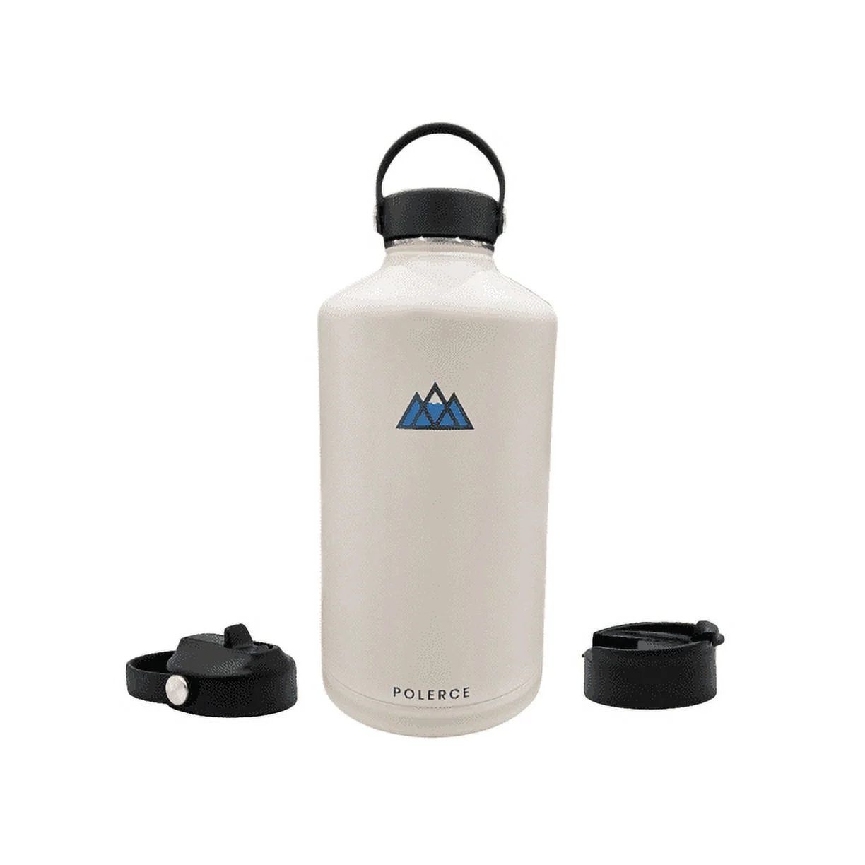 1 Gallon Vacuum Insulated Bottle with 3 Lids - 128 fl oz - White- by Polerce