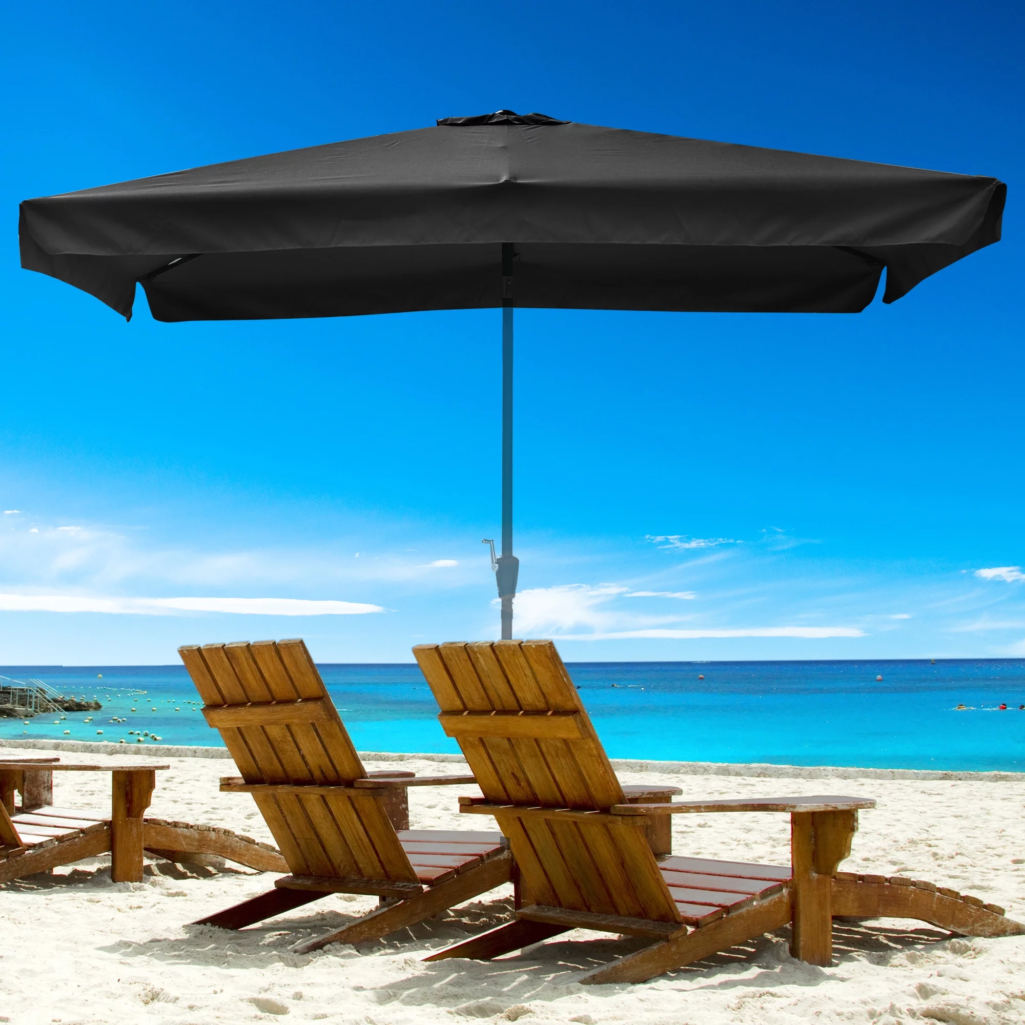 Yescom 10x6.5 Ft Patio Umbrella Replacement Canopy with Valance Outdoor Beach Deck