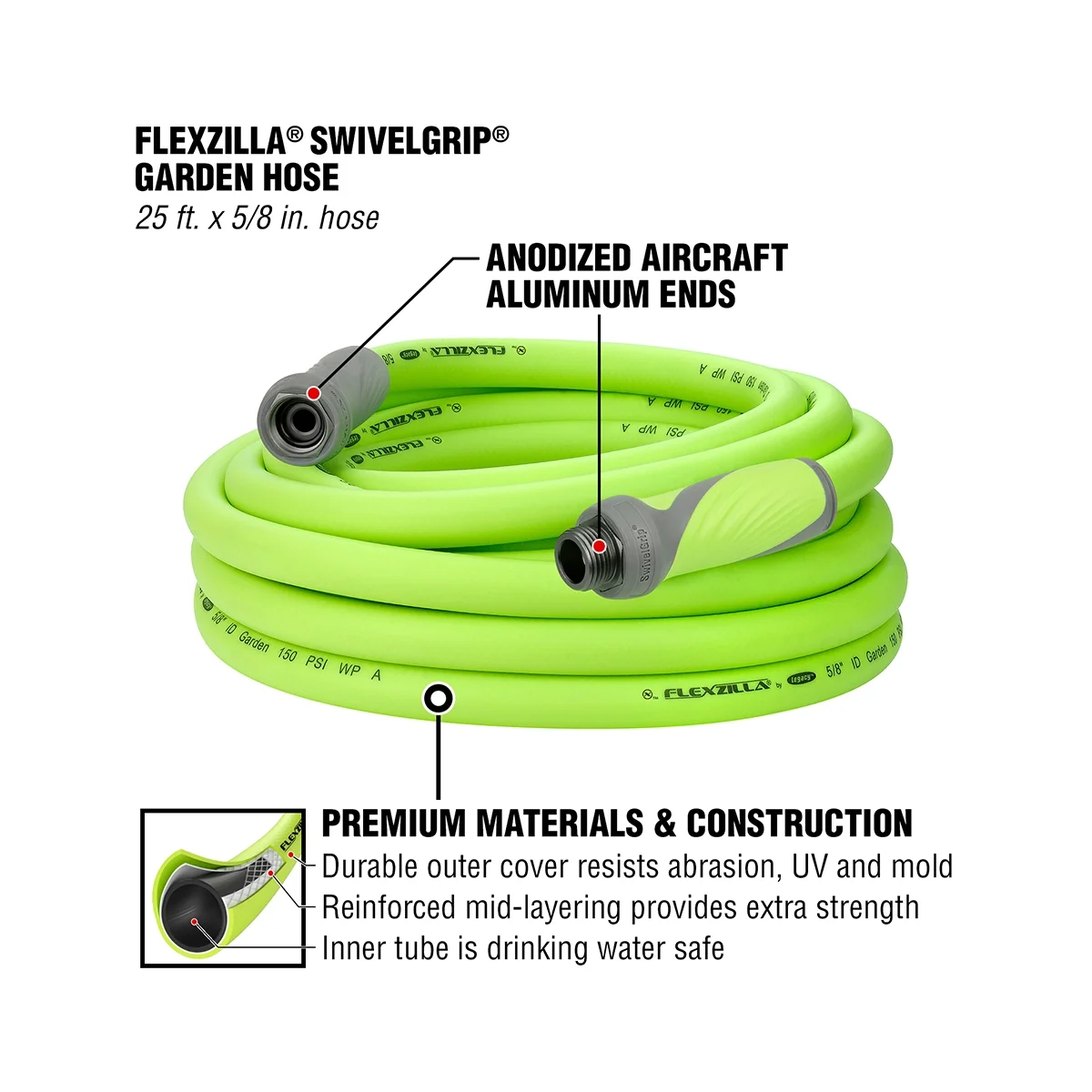 Flexzilla® SwivelGrip® Garden Hose, 5/8
