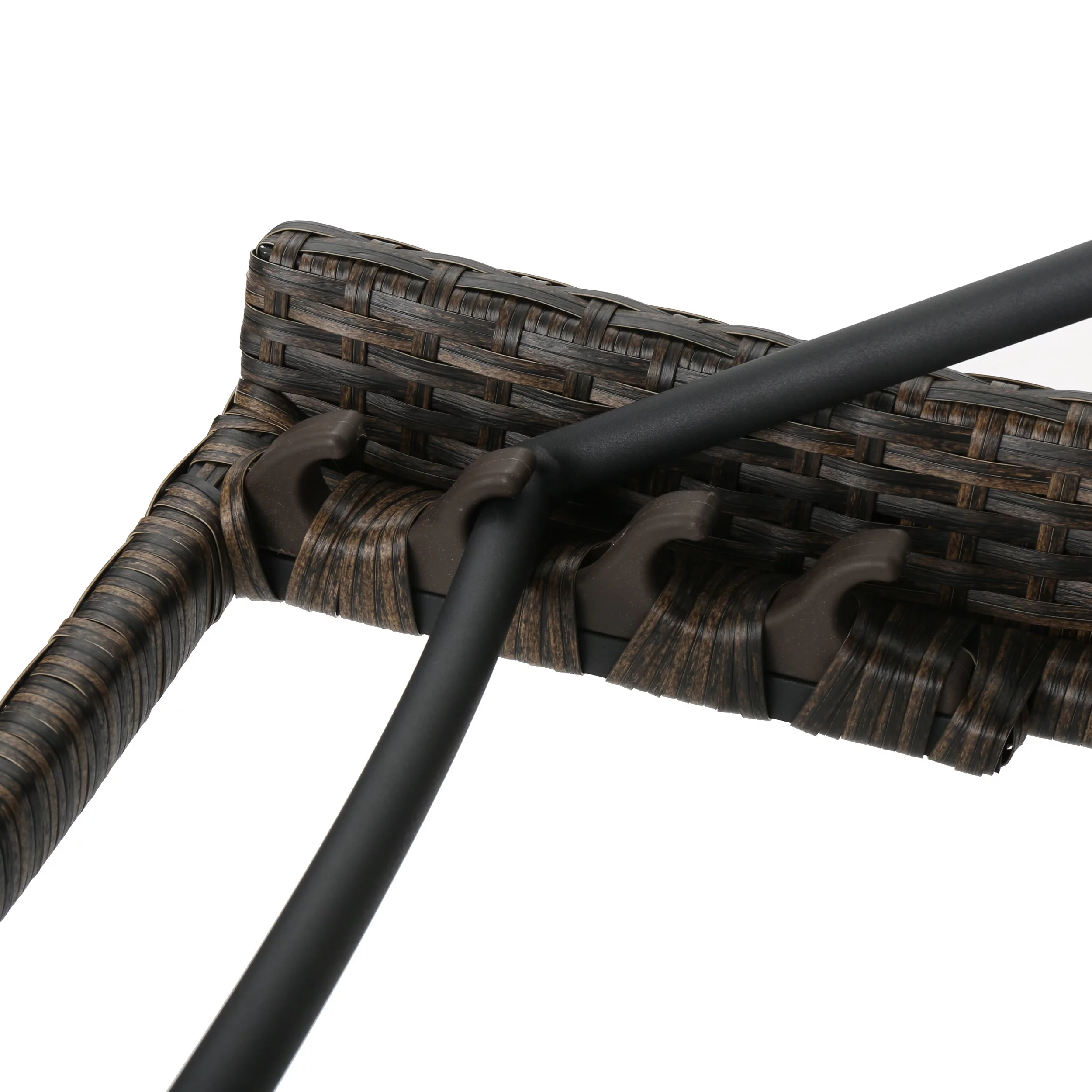 Bailee Outdoor 3 Piece Armless Wicker Chaise Lounge and Table Set, Mix Mocha