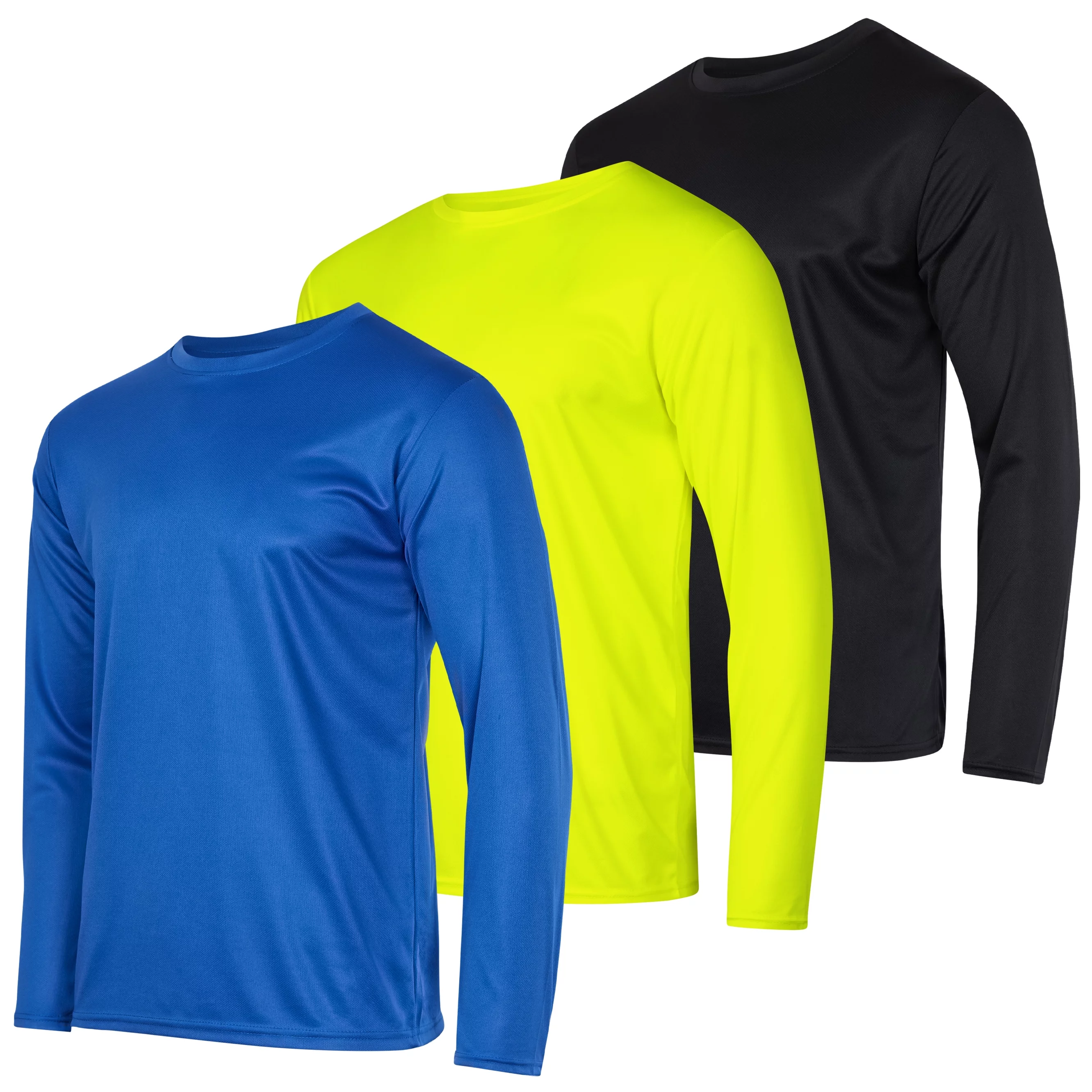 Real Essentials 3 & 5 Pack: Men's Mesh Quick Dry Athletic Long Sleeve T-Shirt UPF SPF UV Sun (Available In Big & Tall)