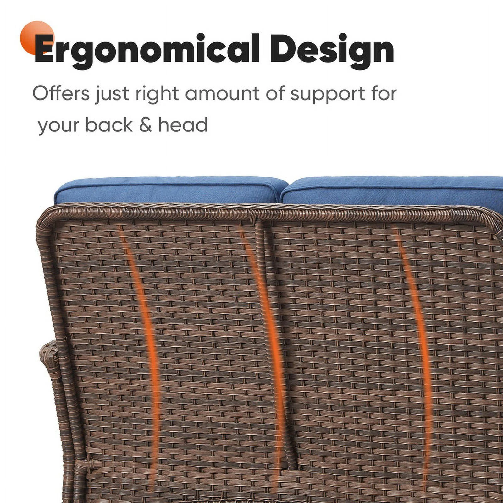 PARKWELL Outdoor 3 Seats Patio Sofa Furniture, All-Weather Wicker Rattan Couch with Removable Cushions,Blue