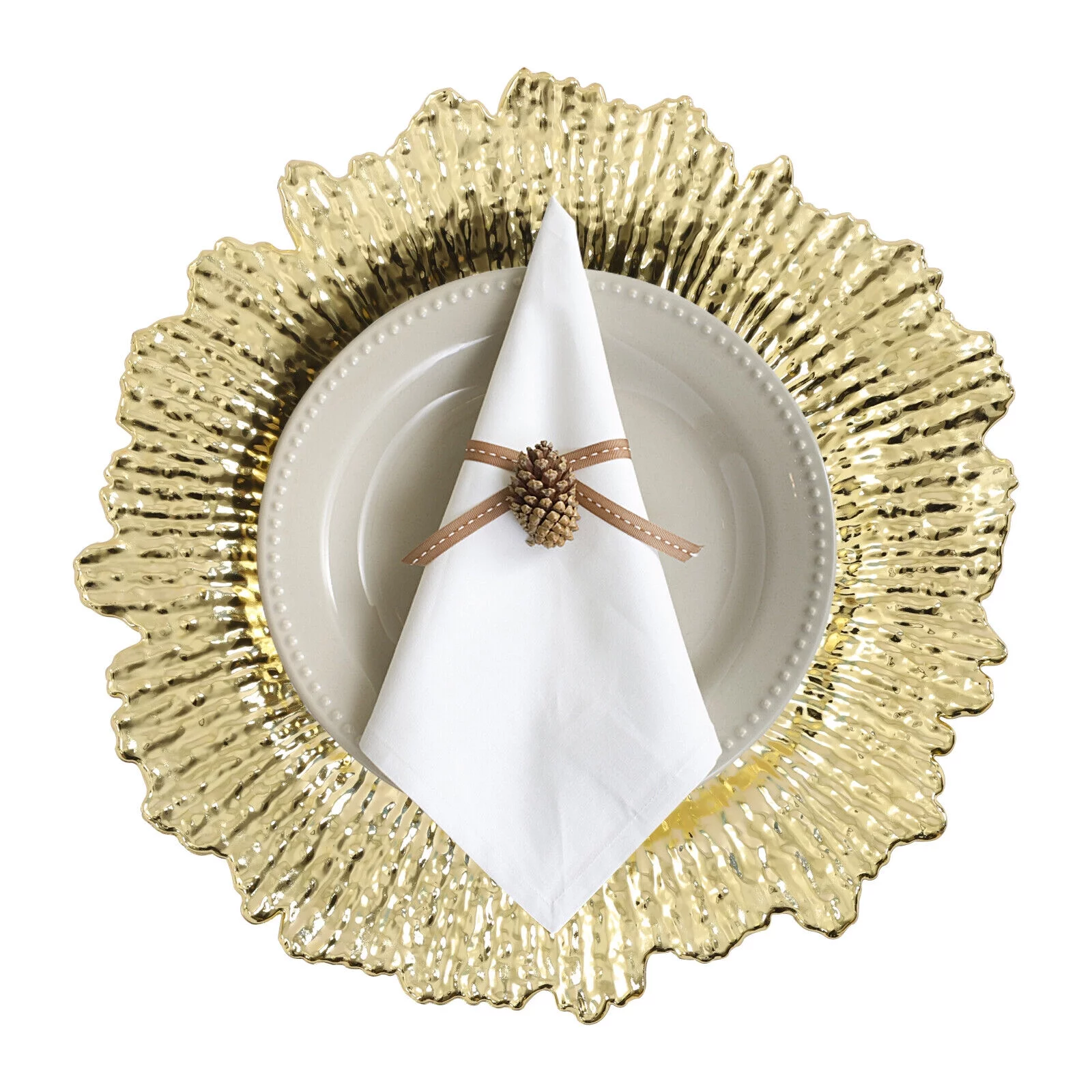 ZhdnBhnos 24 Pack Charger Plates 13'' Banquet Party Dinner Tableware Decor Coral Reef Texture Plastic Dishes Plate Chargers