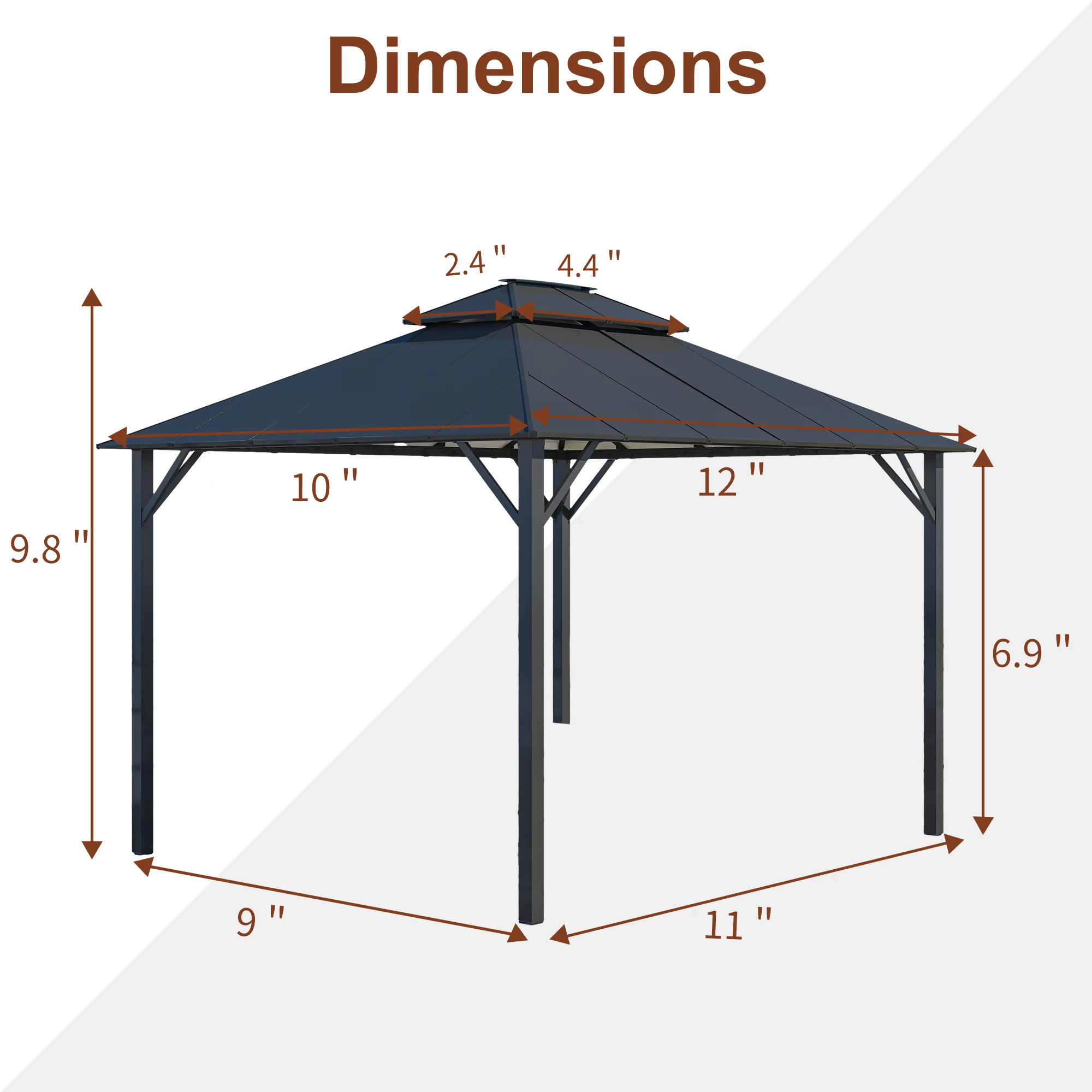 Mondawe 10'x12' Outdoor Hardtop Gazebo Insulated Aluminum Gazebo with Netting and Double Roof - Ideal Canopy Tent for Patio,Parties,Beach