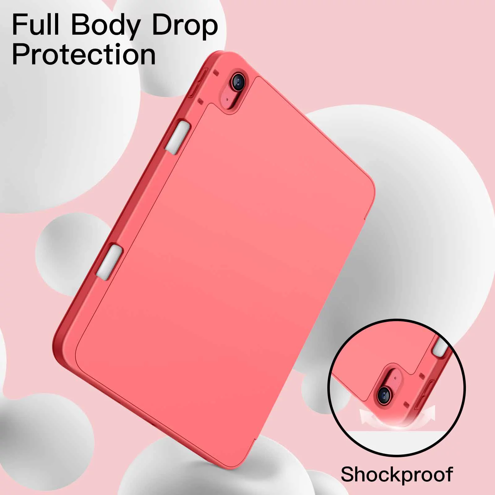 JETech Case for iPad 10 (10.9-Inch, 2022 Model, 10th Generation) with Pencil Holder, Slim Tablet Cover with Soft TPU Back, Auto Wake/Sleep (Watermelon)