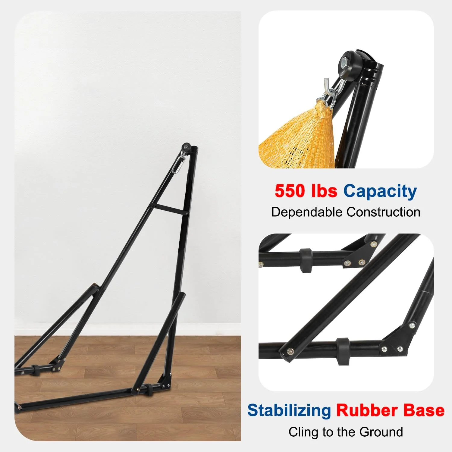 Dkelincs Hammock Stand Only, Foldable Portable Stand 3 Gear Adjustment Steel Hammock Stand with Carrying Case