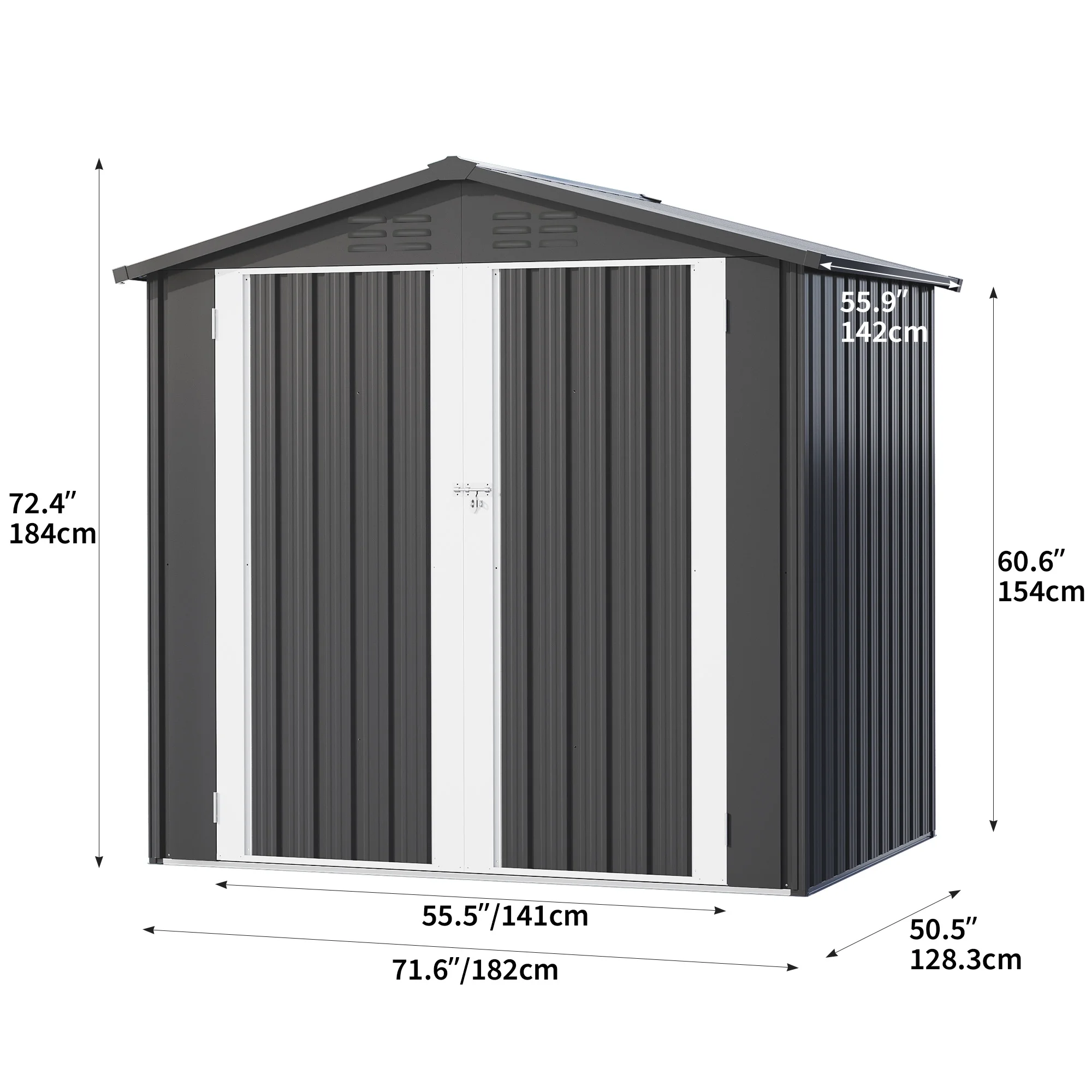 Dextrus 6x4 FT Outdoor Storage Shed, Large Metal Tool Sheds, Heavy Duty Storage House with Lockable Doors & Air Vent for Backyard Patio Lawn to Store Bikes, Tools, Lawnmowers