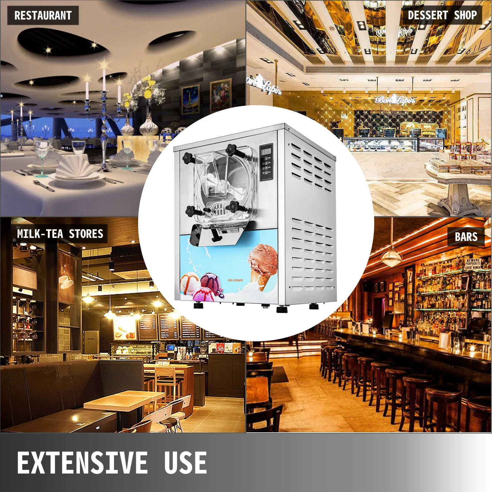 VEVORbrand Commercial Hard Ice Cream Machine Maker 20 L/H Frozen Yogurt Ice Cream LED Display MakerOpens in a new window or tab Silver