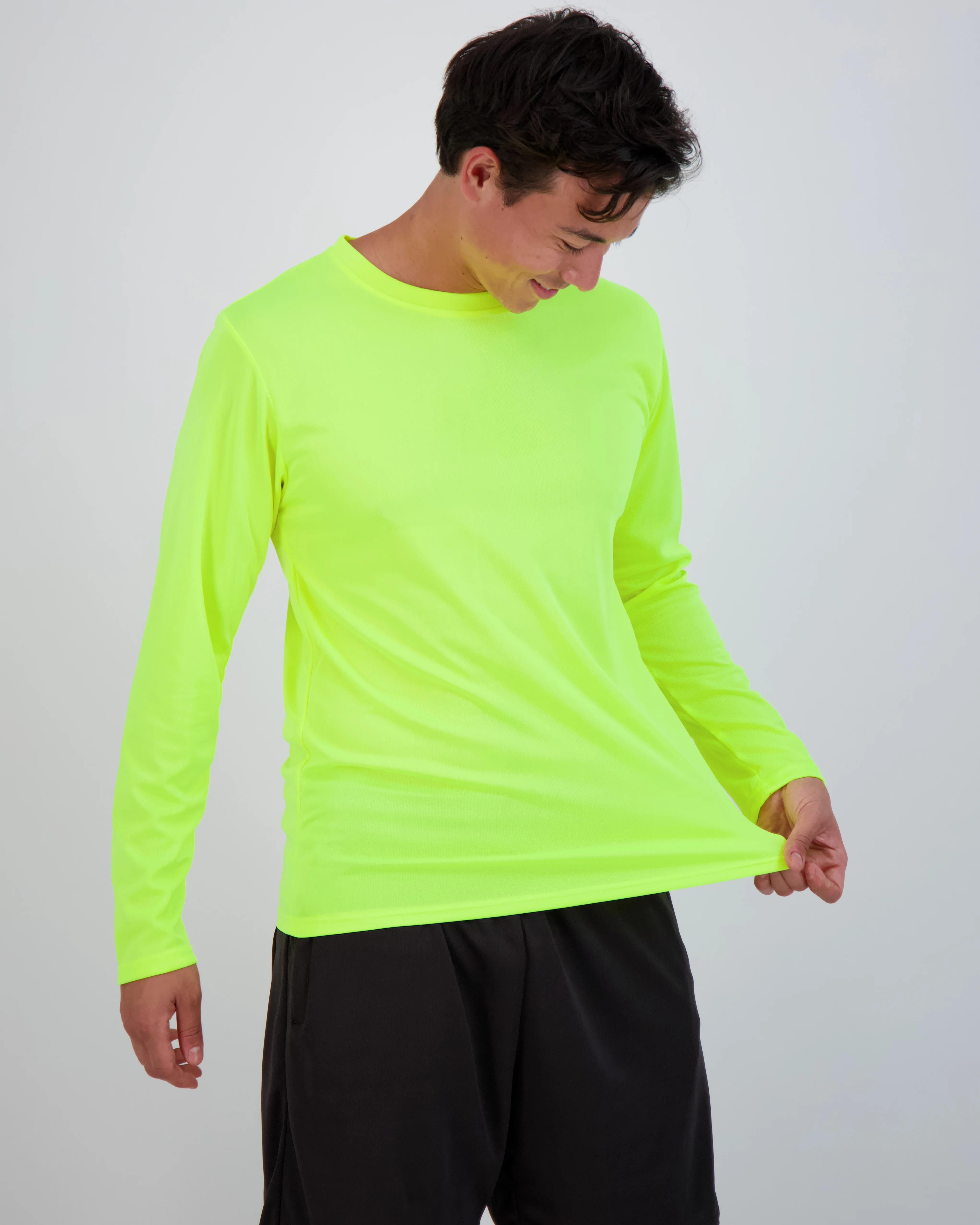 Real Essentials 3 & 5 Pack: Men's Mesh Quick Dry Athletic Long Sleeve T-Shirt UPF SPF UV Sun (Available In Big & Tall)