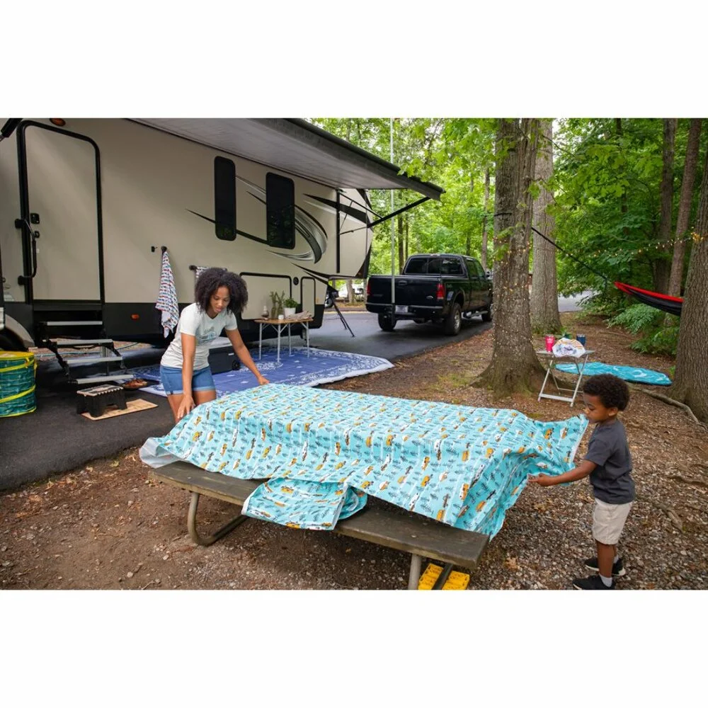 Camco Folding Step Stool | Supports up to 300lbs | Impact resistant Resin, Black and Tan (43638)