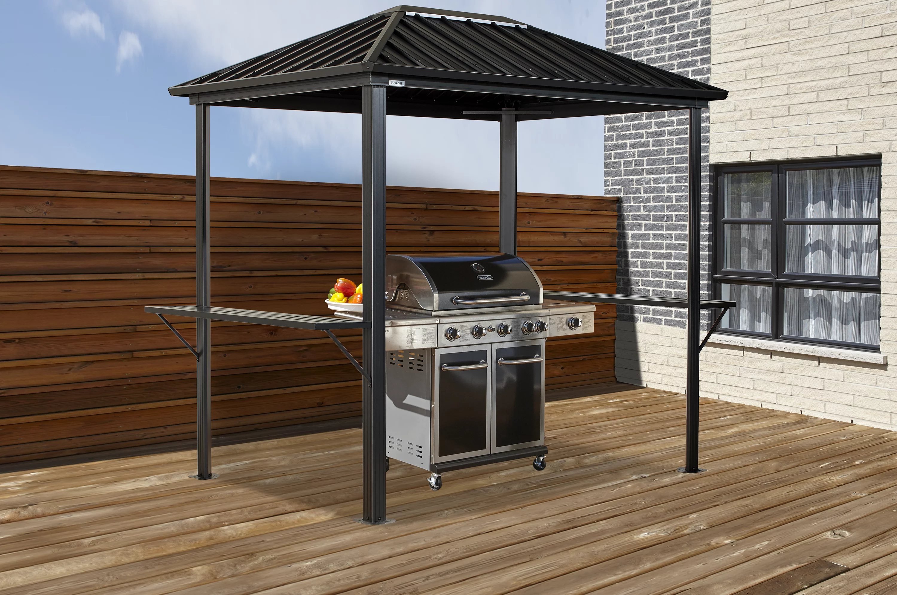 Sojag Dakota Grill Gazebo 6 x 8-Durable and Corrosion Resistant Aluminum Frame, Brown