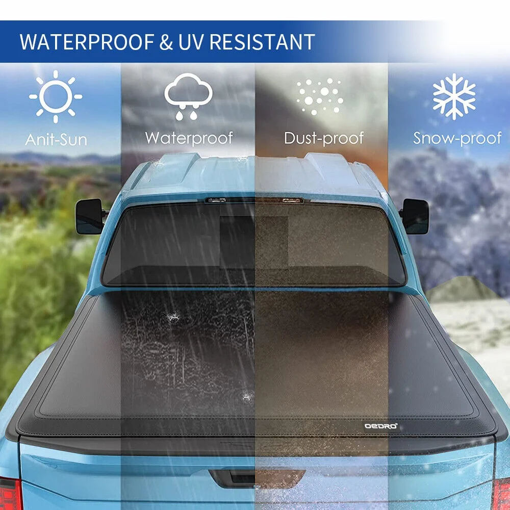 Ledkingdomus 6.6ft Fold Tonneau Cover Soft Truck Bed Cover for 2014-2019 Chevy Silverado/GMC Sierra 1500