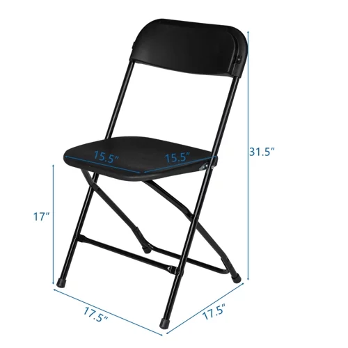 UBesGoo 10 Pack Plastic Folding Chairs Wedding Banquet Seat Party Event Chair for Concert, Music Festival, Holiday, Plastic Dining Chair, Black
