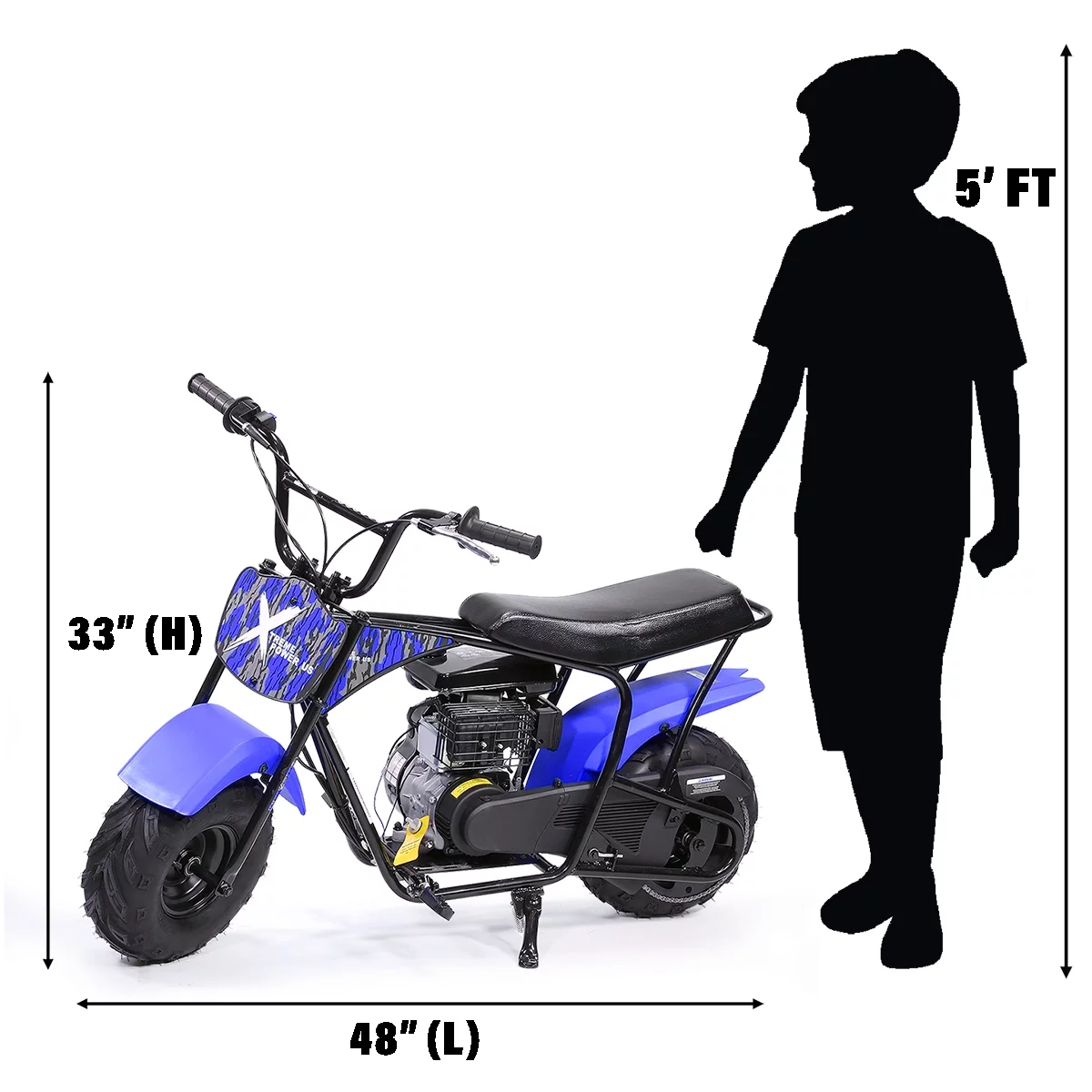XtremepowerUS Pro Series 99cc Off-Road Trail Ride-On Mini Bike for Kids Adults Teens, Blue