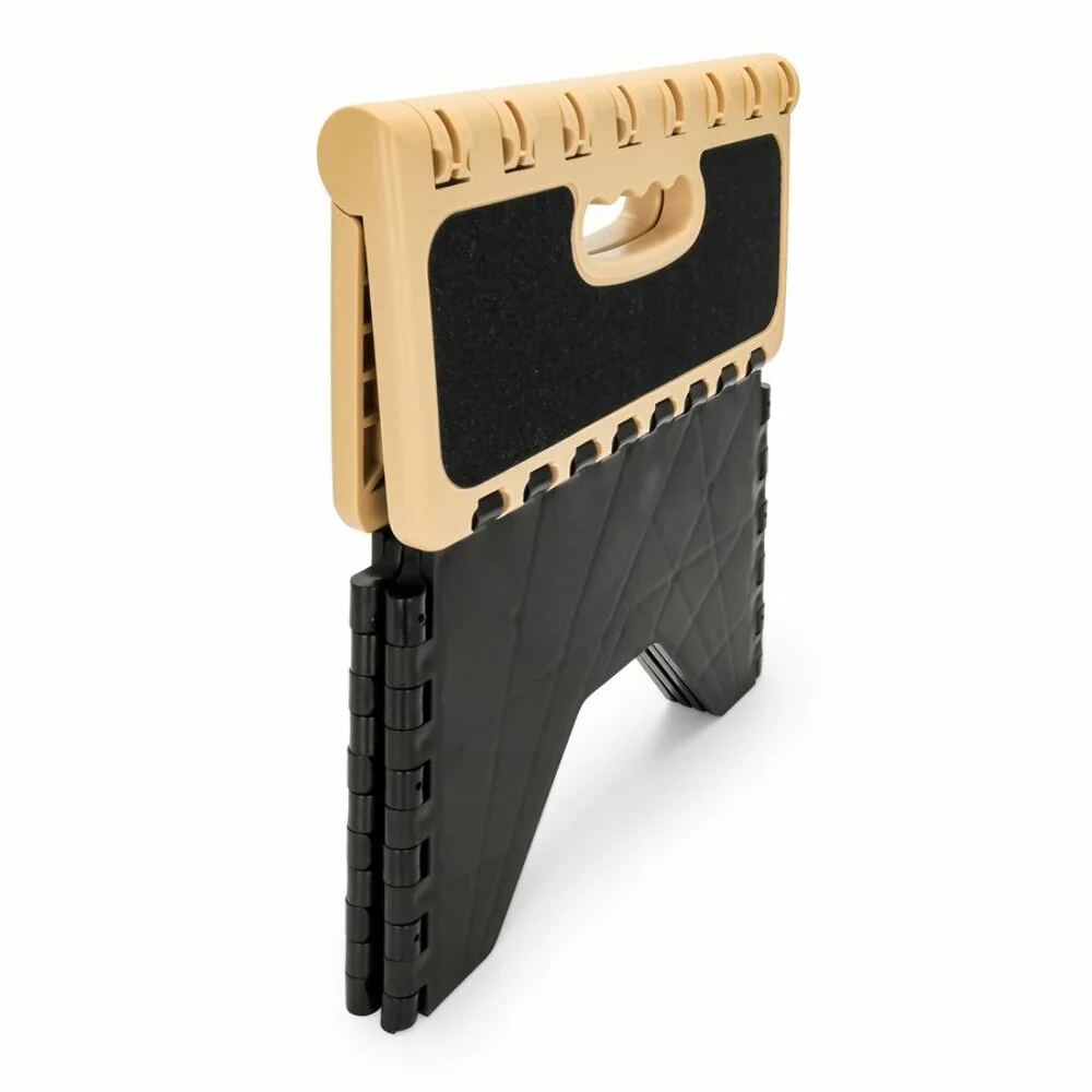 Camco Folding Step Stool | Supports up to 300lbs | Impact resistant Resin, Black and Tan (43638)