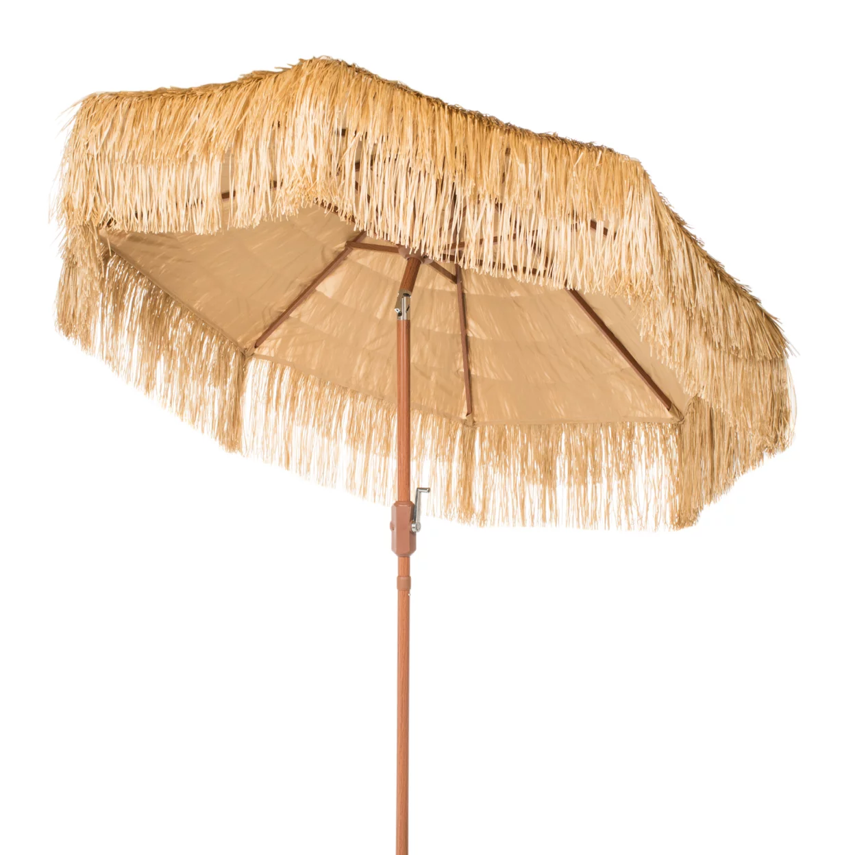 SAFAVIEH Outdoor Collection Tiki 9-Foot Crank Umbrella Tan