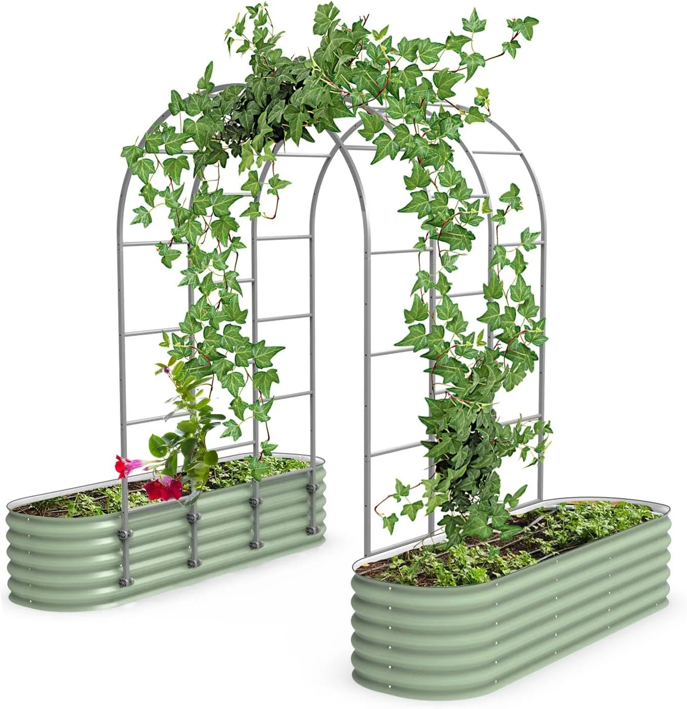 Vego Garden Modular Arched Trellis System Triple Section 4.5' Long Trellis for 2.0' x 6.5' (6 in 1) Garden Bed or 3.5' x 6.5' (9 in 1) Garden Bed