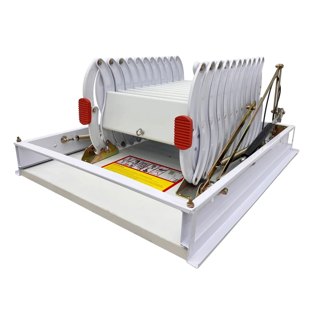 INTSUPERMAI Side Mounted Attic Loft Ladder Stairs Extension Ladder 11 Steps Al-Mg Alloy White