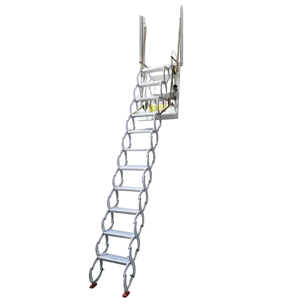 INTSUPERMAI Side Mounted Attic Loft Ladder Stairs Extension Ladder 11 Steps Al-Mg Alloy White